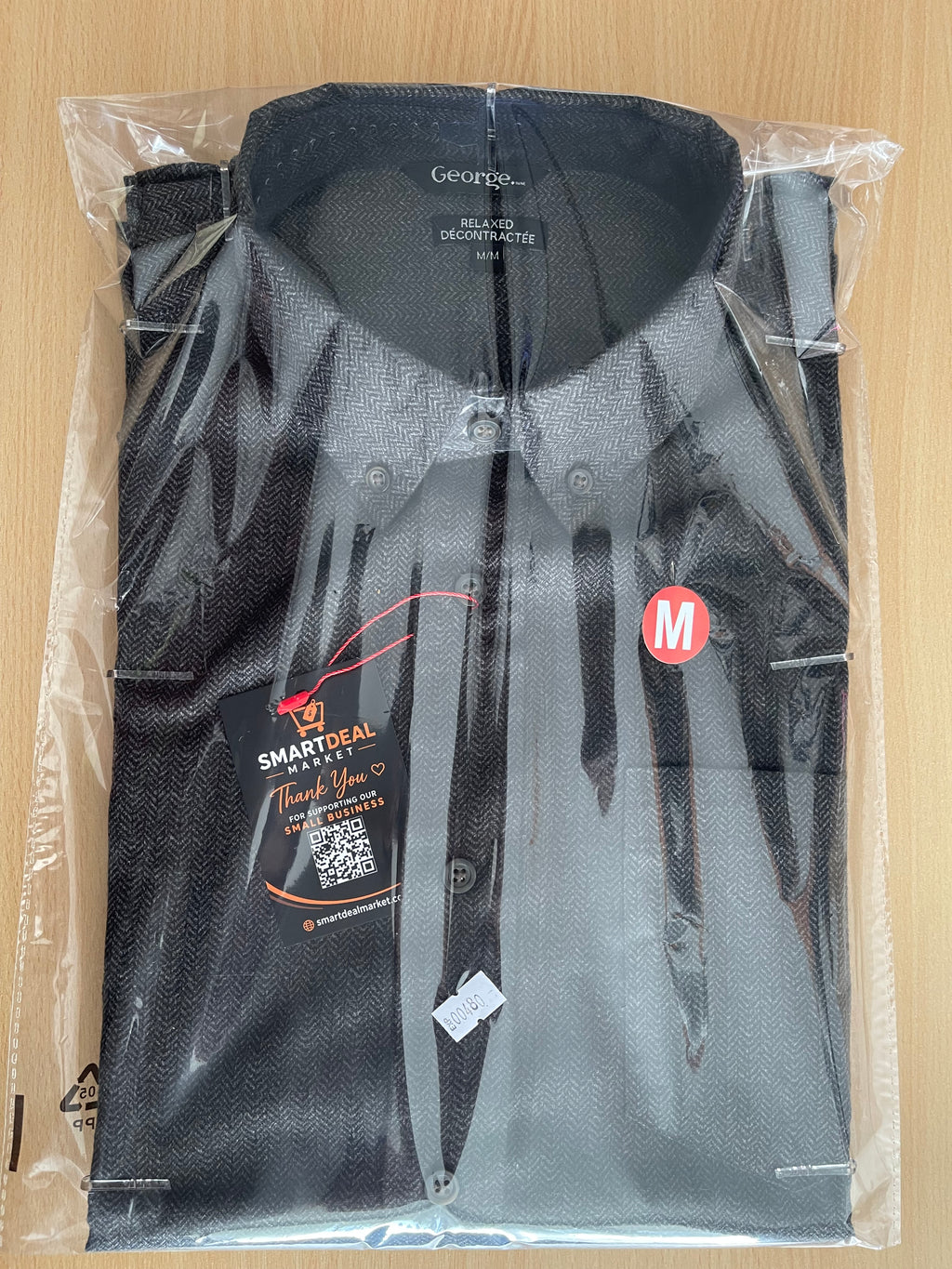 George Men’s Grey Herringbone Shirt Size M