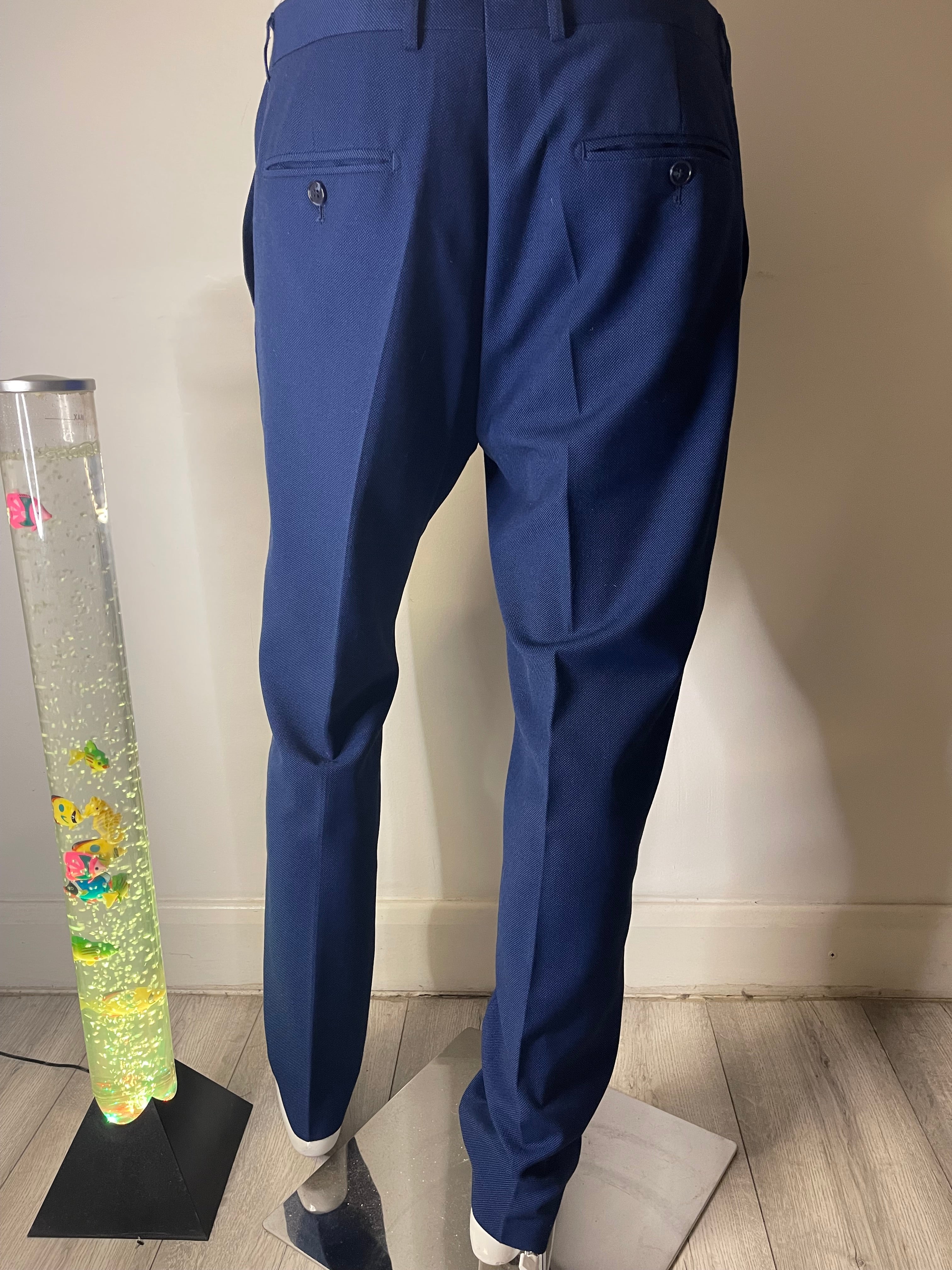 Men's Navy Smart Trousers Formal Office Business Wear