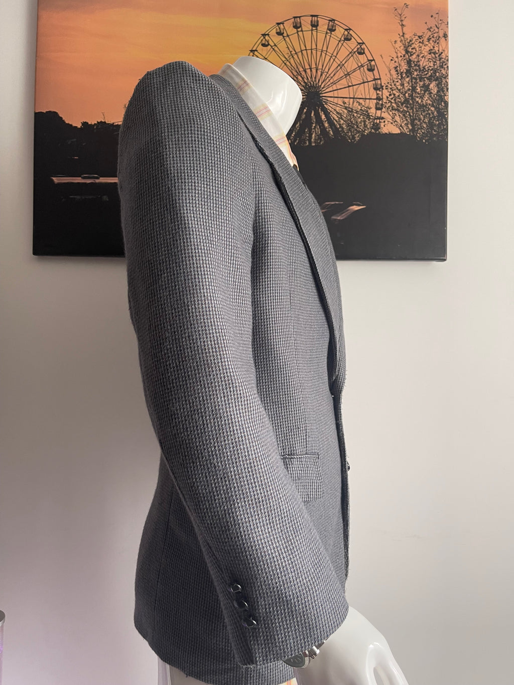 Embassy Row Grey Textured Blazer Jacket Men's Size XL Made in Canada Smart Formal