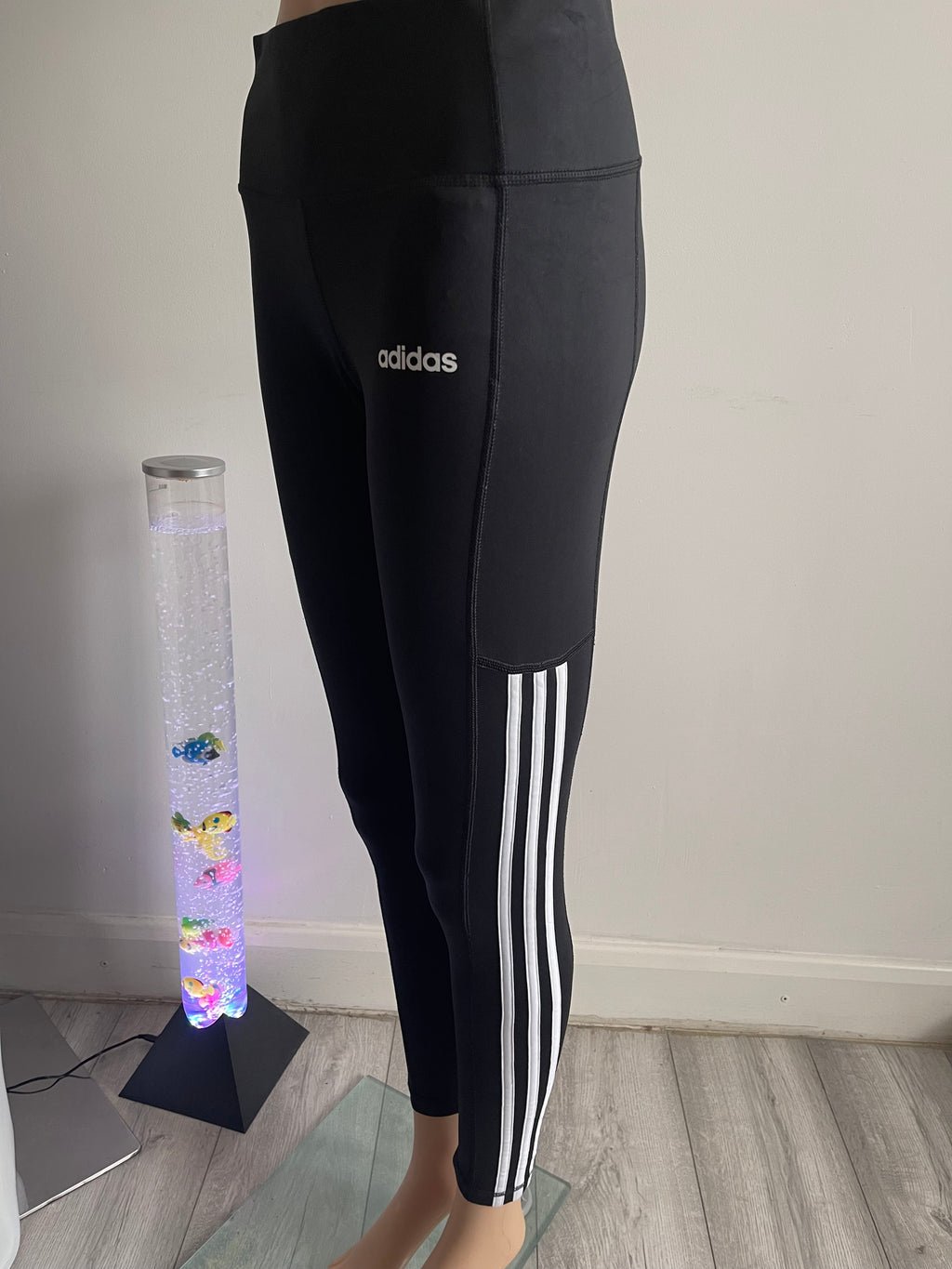 Adidas Climalite Black 3-Stripes Leggings – Size M