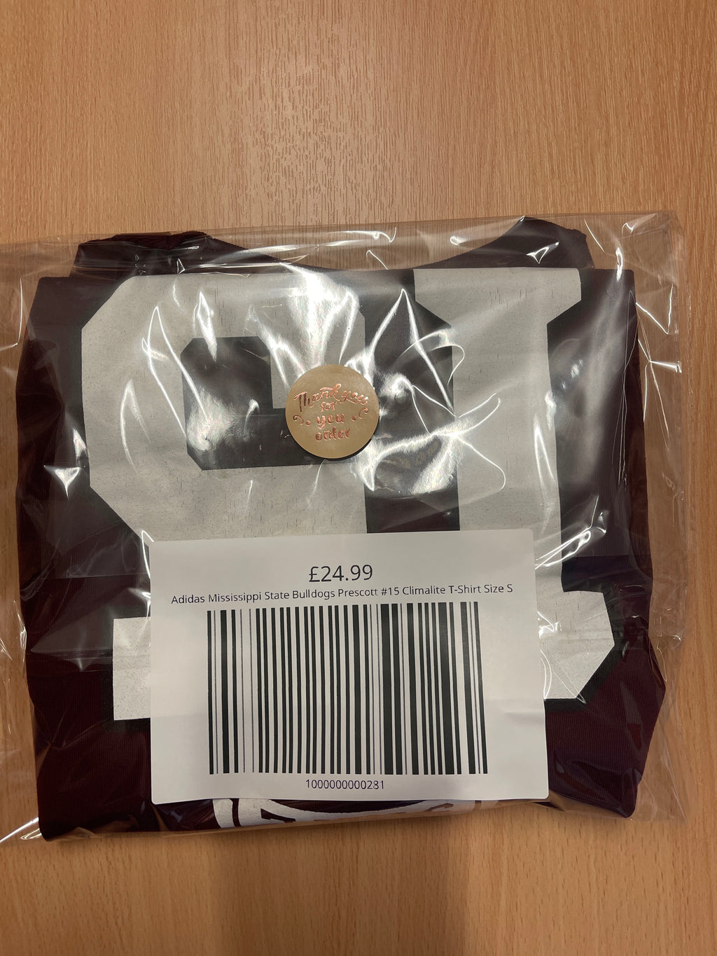 Adidas Mississippi State Bulldogs Prescott #15 Climalite T-Shirt Size S