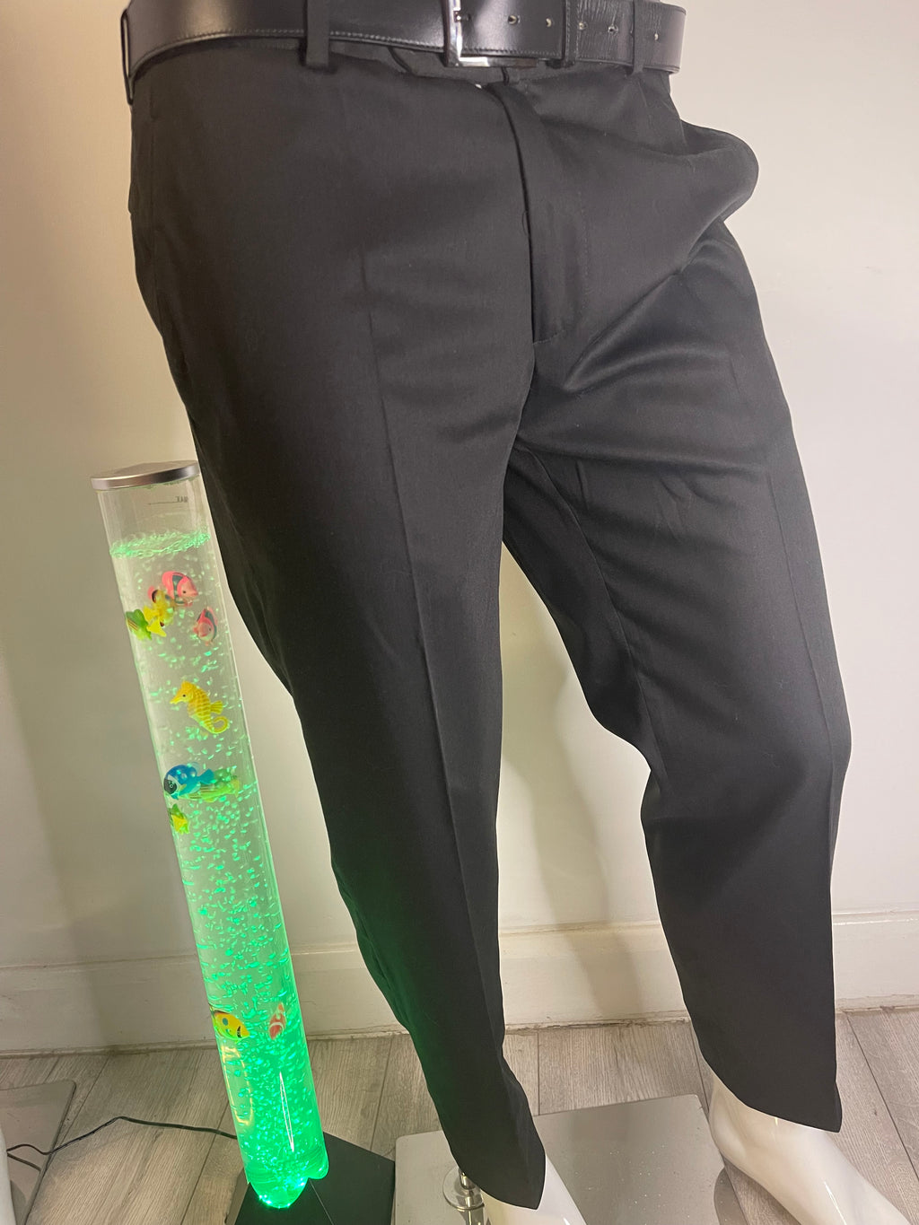 Men's Black Wool Blend Smart Formal Trousers Size 54 Tailored Fit