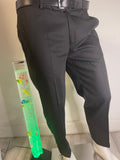 Men's Black Wool Blend Smart Formal Trousers Size 54 Tailored Fit