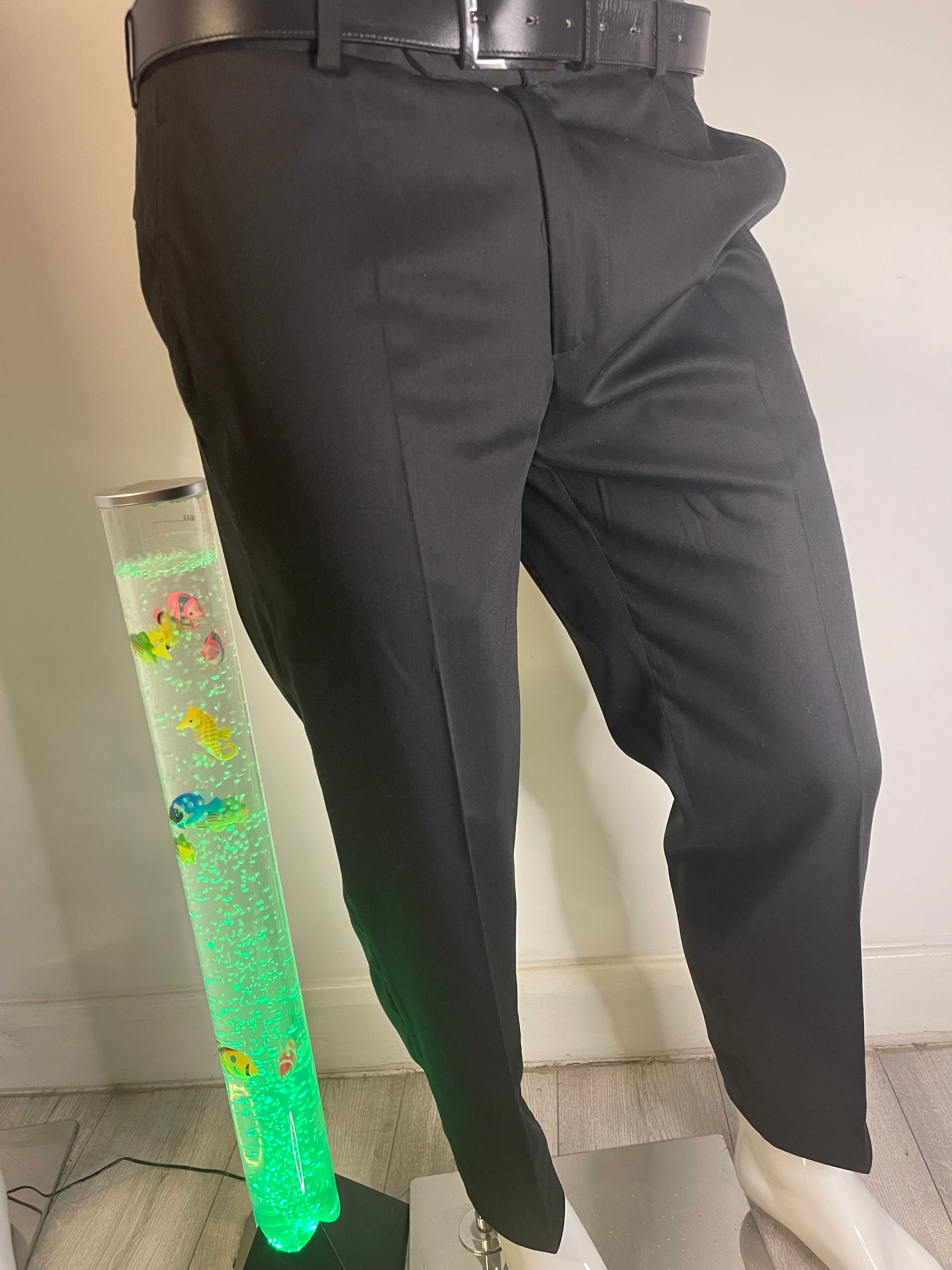 Men's Black Wool Blend Smart Formal Trousers Size 54 Tailored Fit