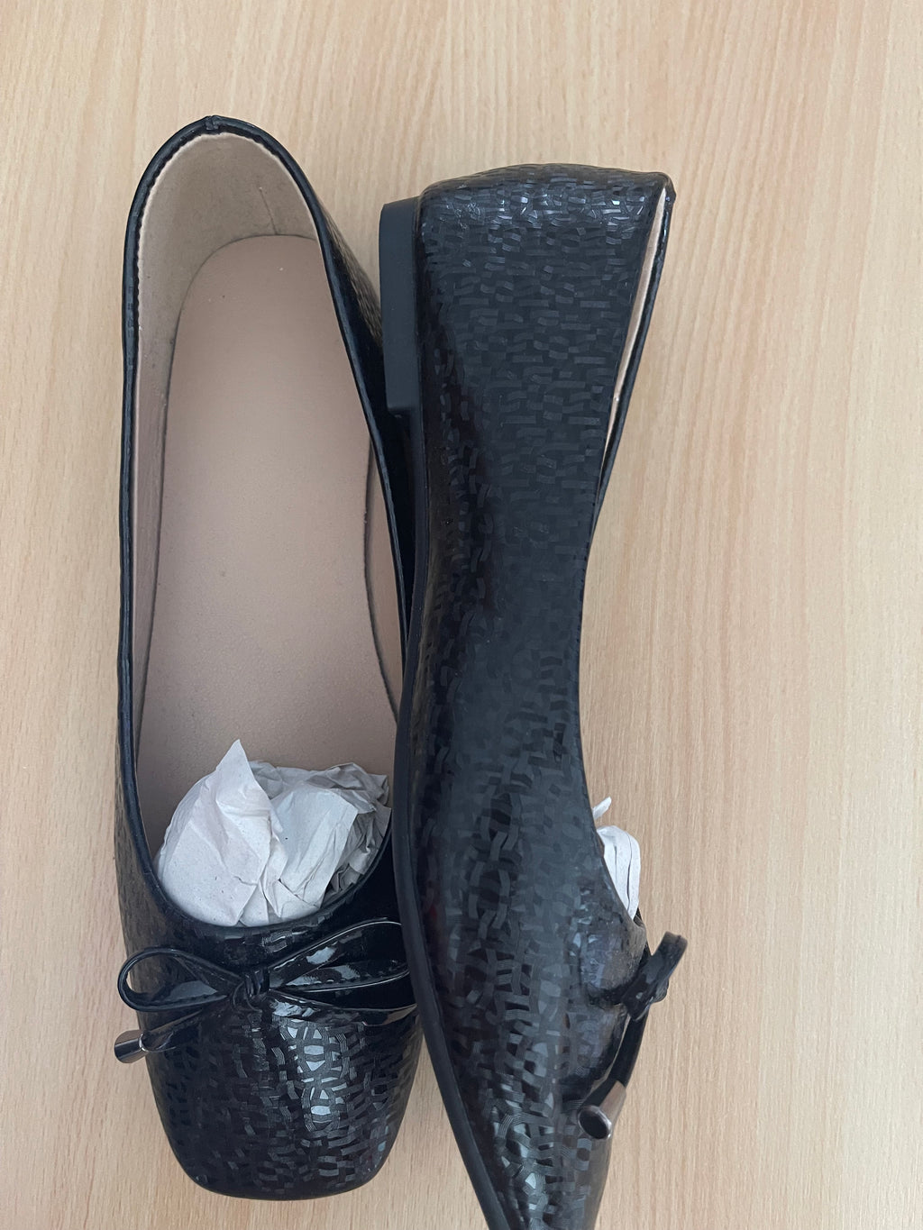 Women's Black Patent Ballet Flats – Size 42