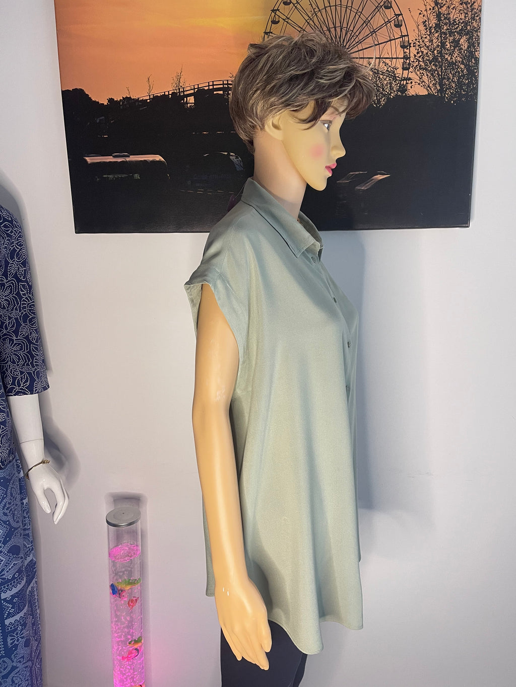 Mama Sage Green Long Blouse Size M