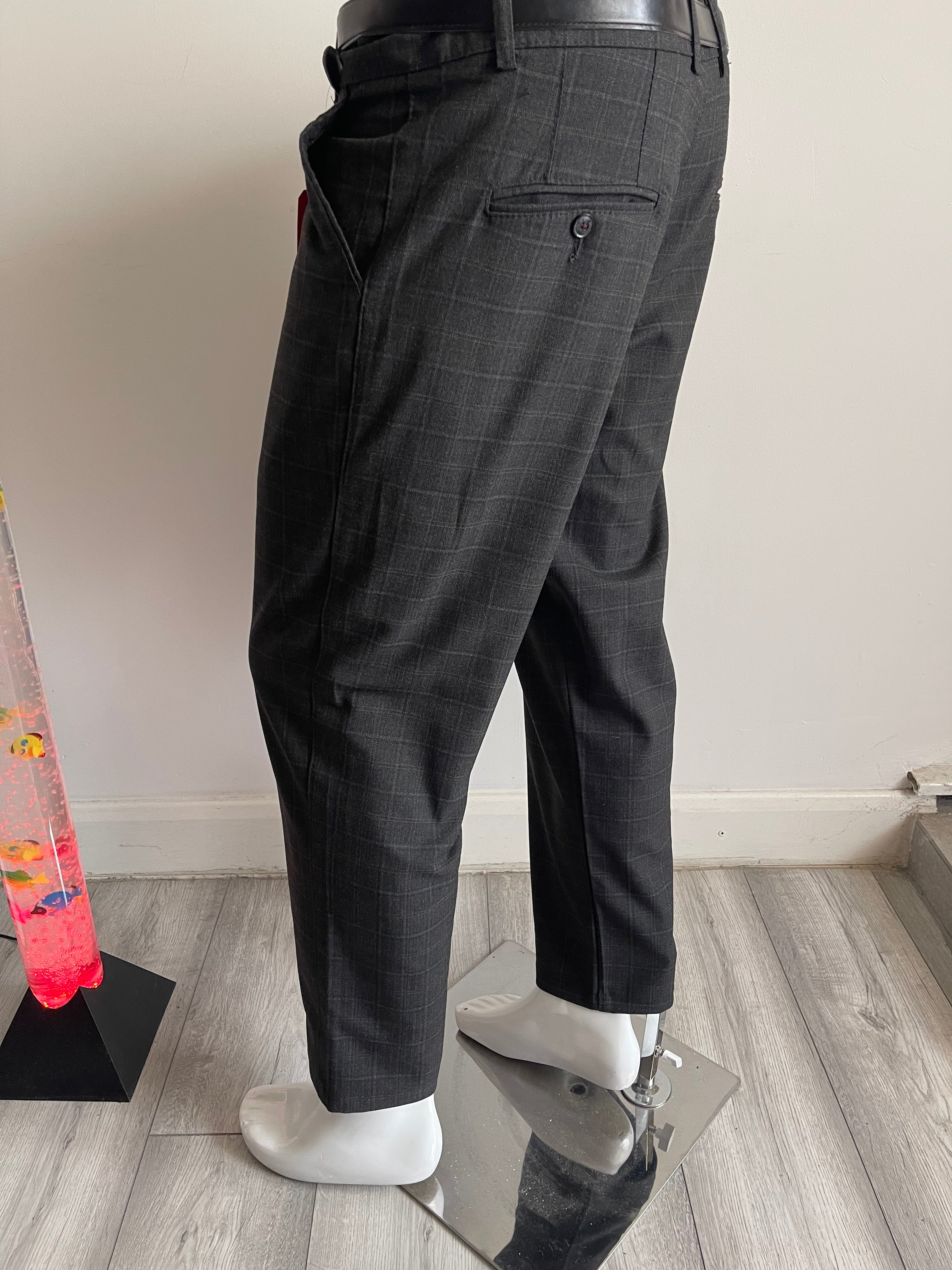 Divided Men's Check Smart Trousers Grey W36 L29