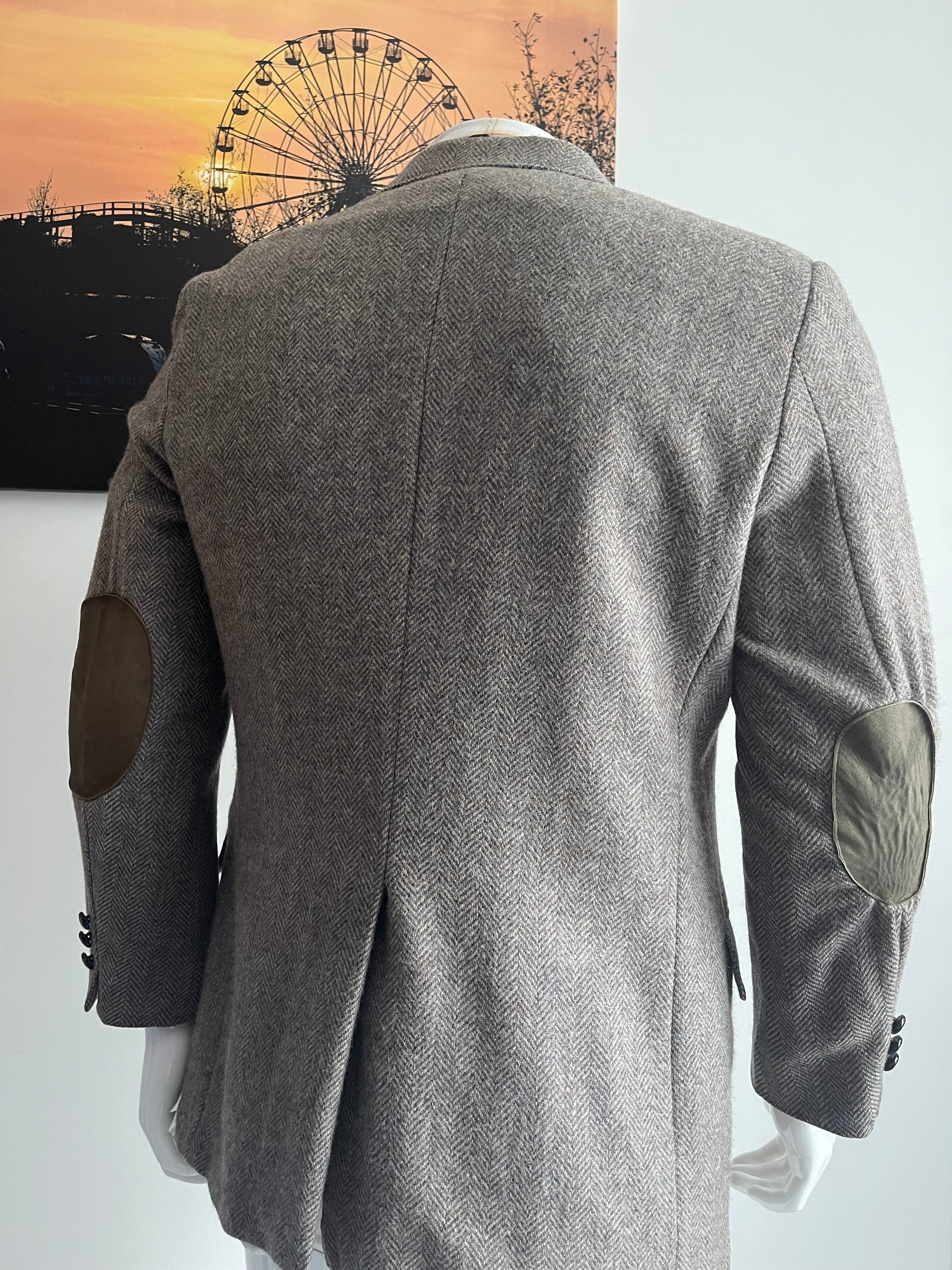 Austin Manor Herringbone Tweed Blazer 42R Brown Smart Casual Jacket