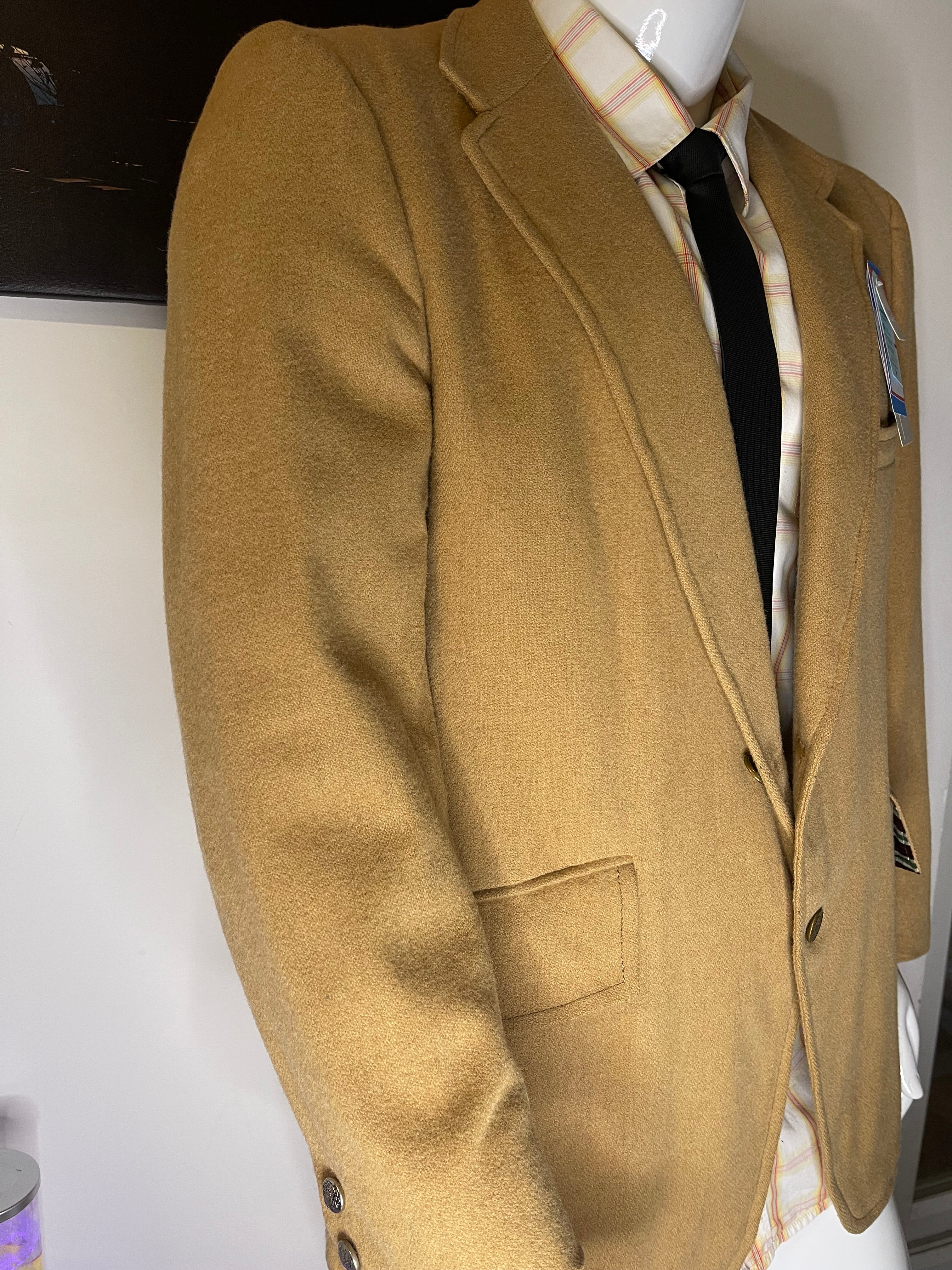 Eagle Clothes Woollen Tweed Sports Jacket Camel Beige Size 42L XL