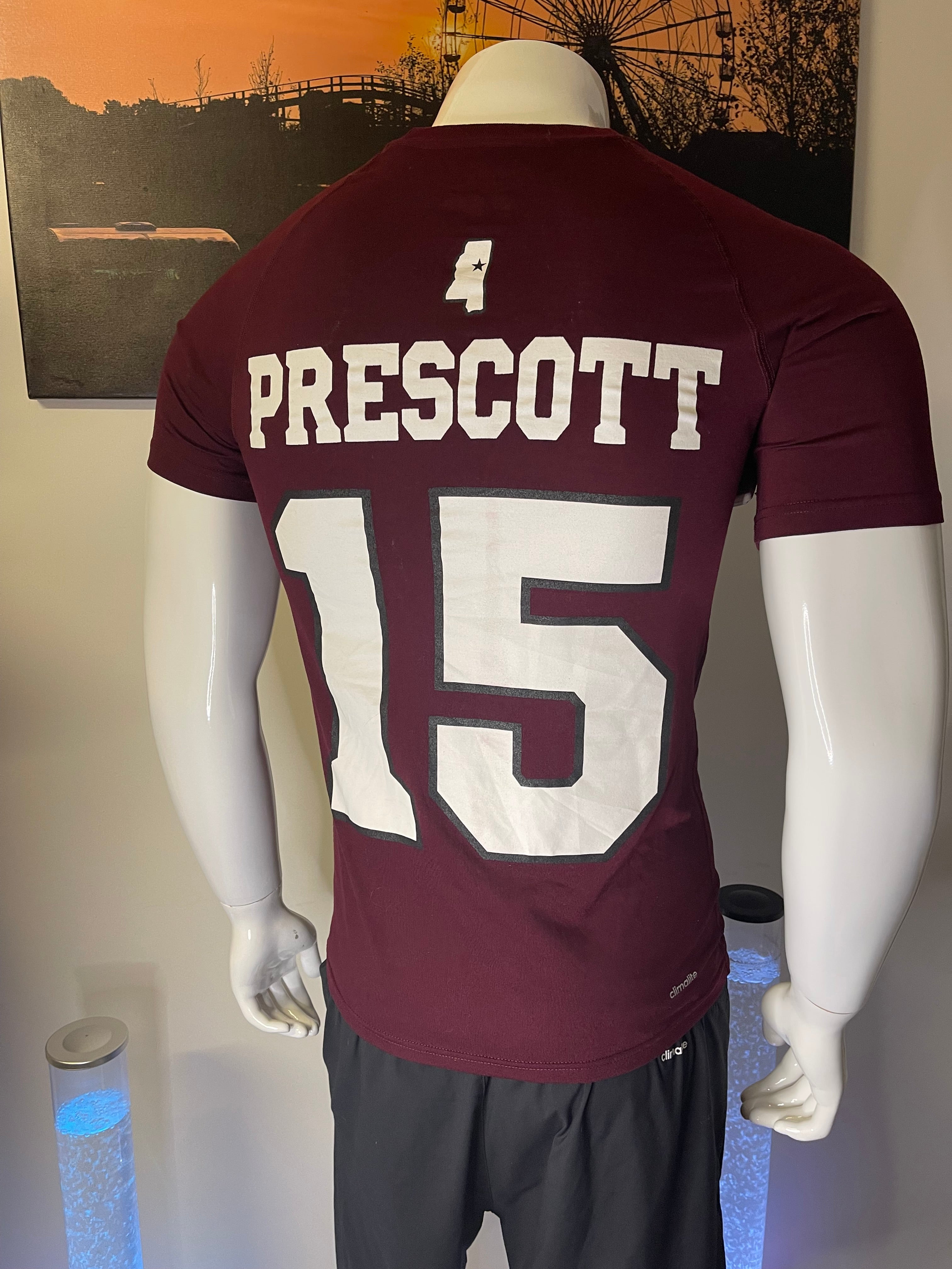 Adidas Mississippi State Bulldogs Prescott #15 Climalite T-Shirt Size S