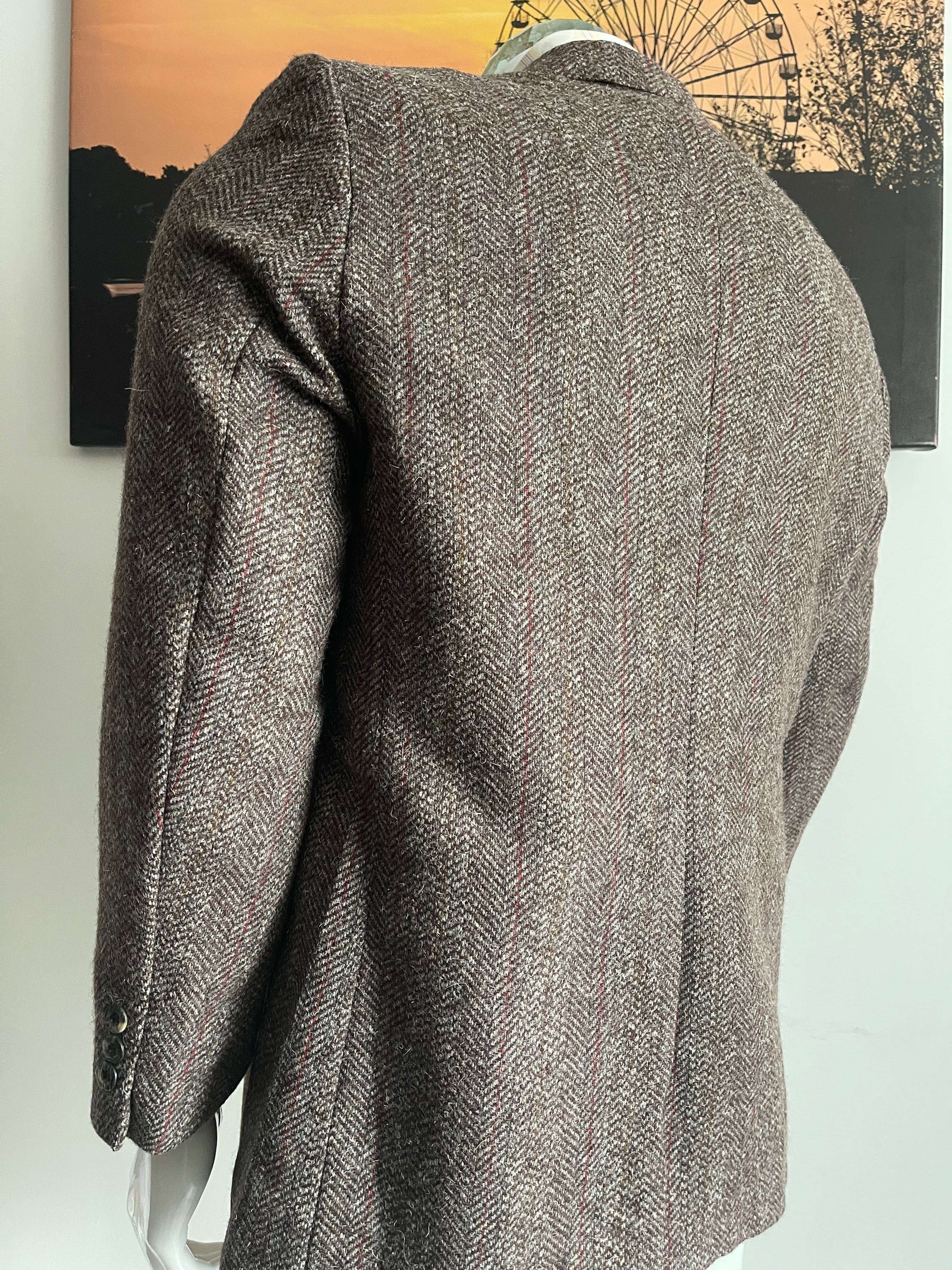 🧥 Jack Fraser 100% Wool Herringbone Tweed Blazer – Size 44 Short – Brown