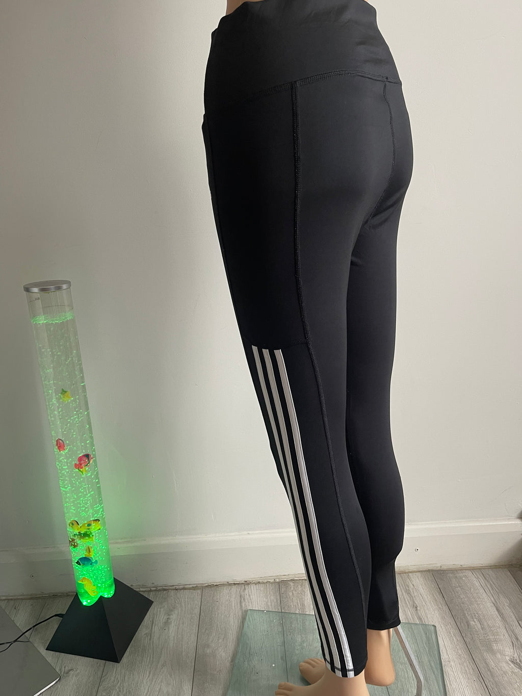 Adidas Climalite Black 3-Stripes Leggings – Size M