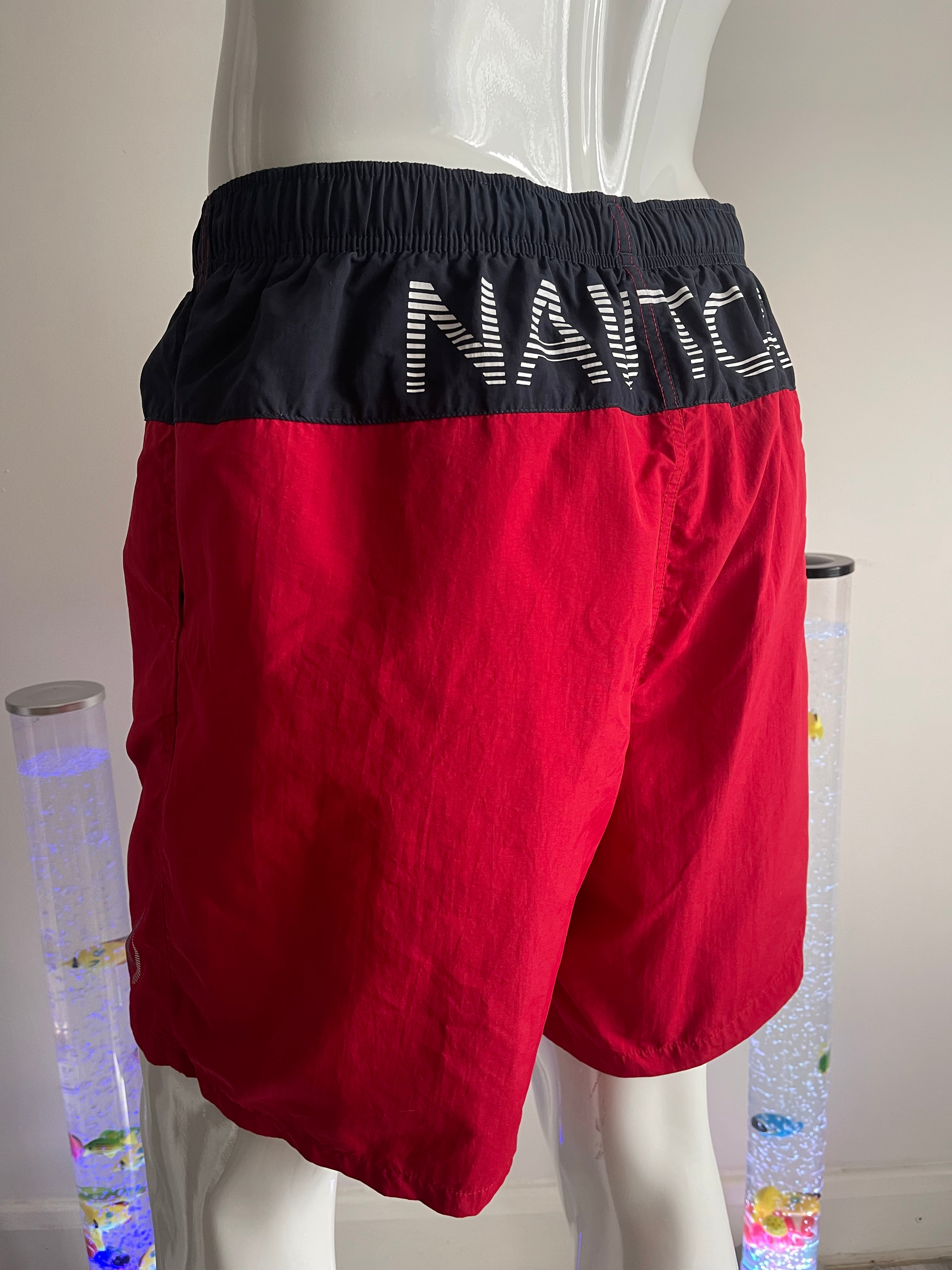 Nautica Red & Navy Swim Shorts Size L with Pockets