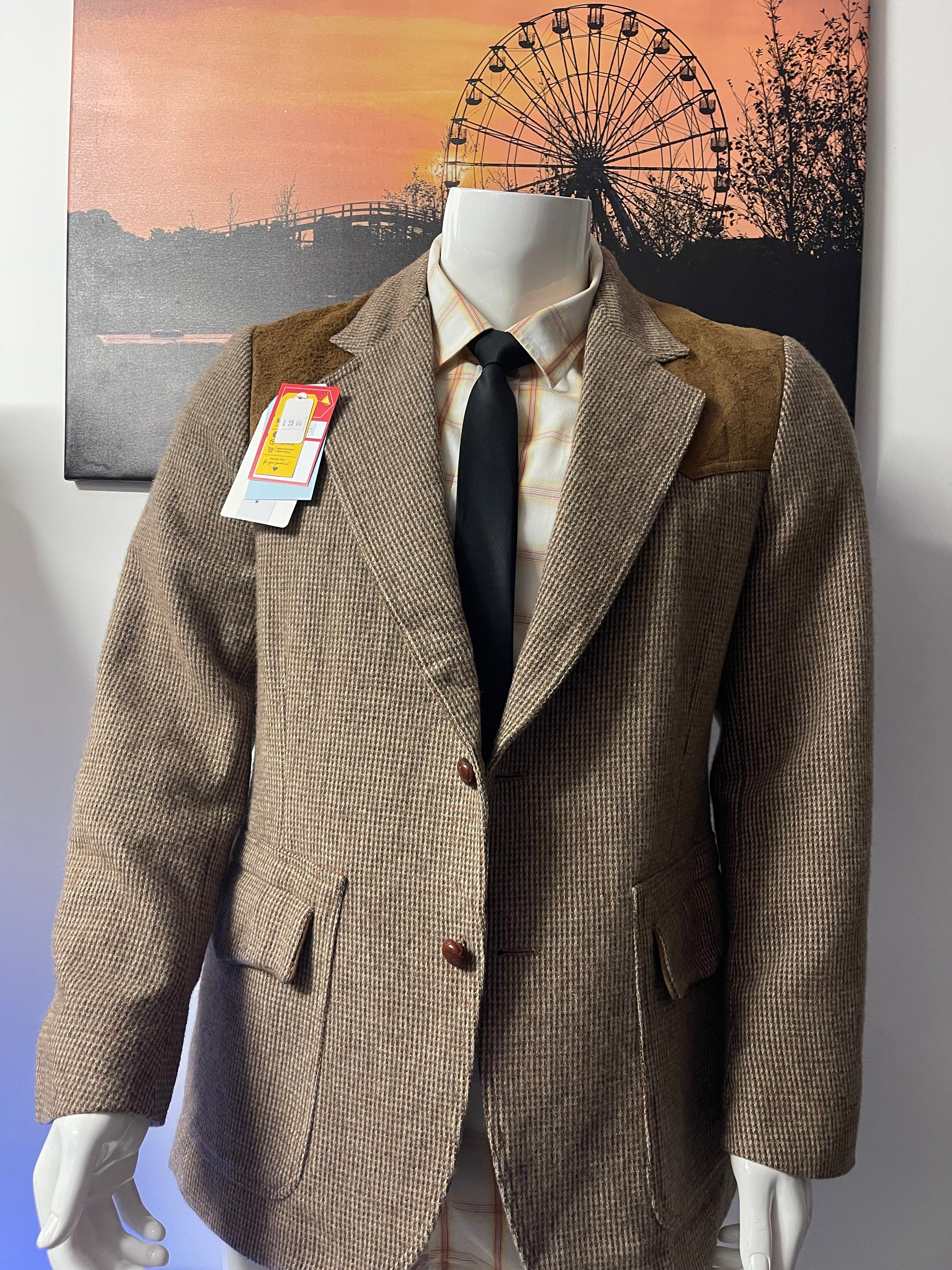 Pendleton 100% Virgin Wool Western Tweed Blazer Jacket 44L Brown Smart Casual USA