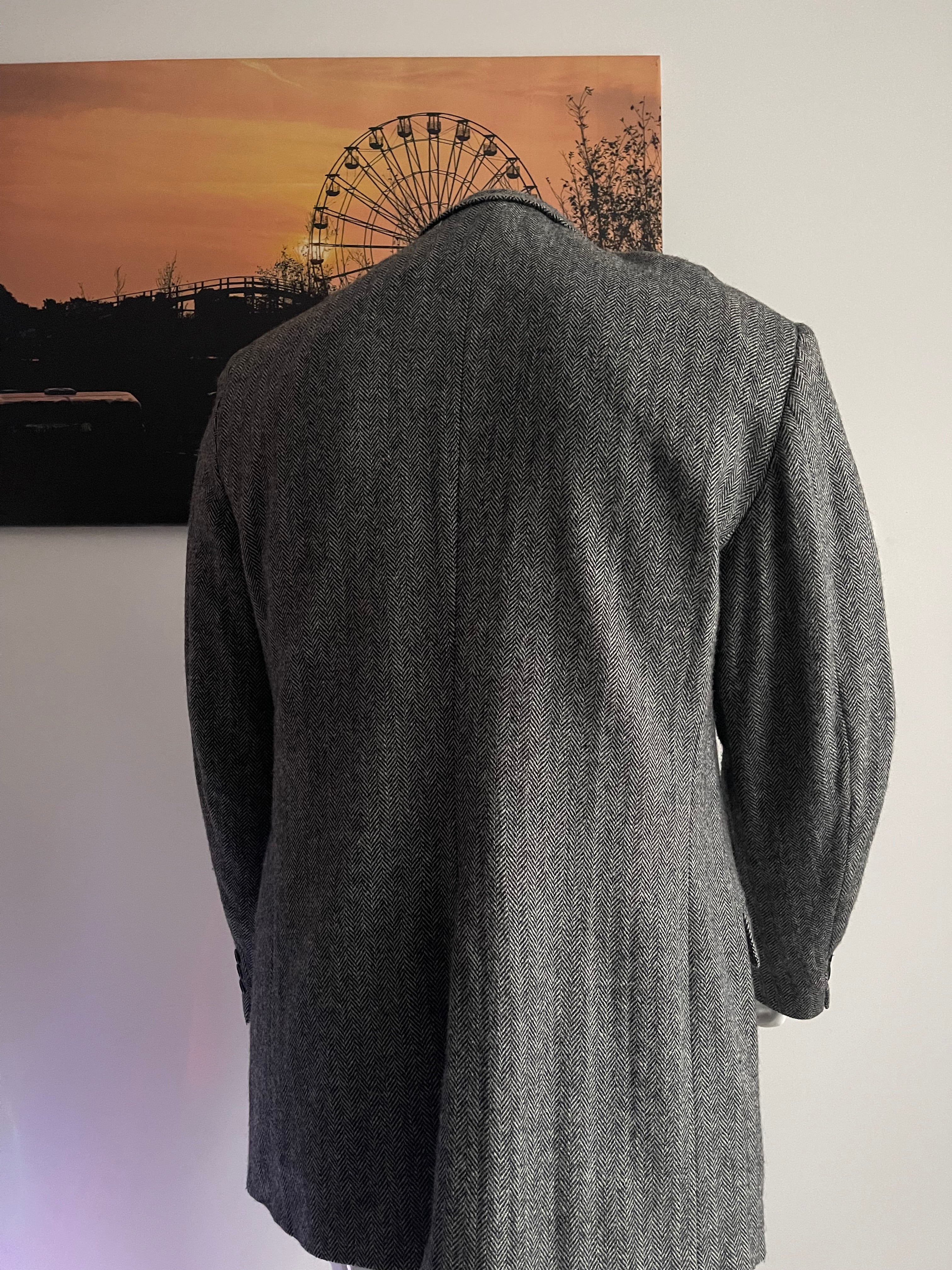 Townecraft Vintage Herringbone Tweed Blazer Jacket Grey 46XL Wool Blend XXL