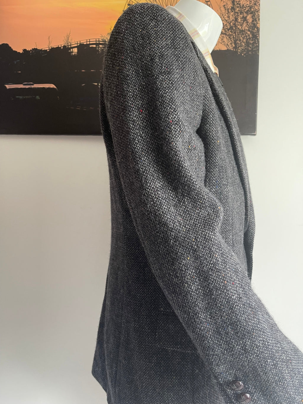 Jeremy Cobb Esquire 100% Wool Tweed Blazer Grey Herringbone Men's R44 XL