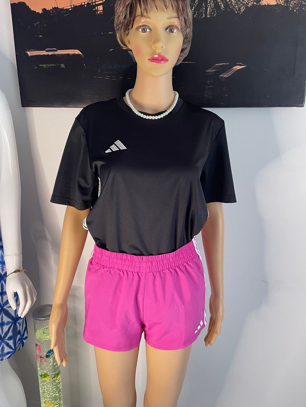 💖 Adidas Women’s Sport Set 💖 Black Top & Pink Shorts