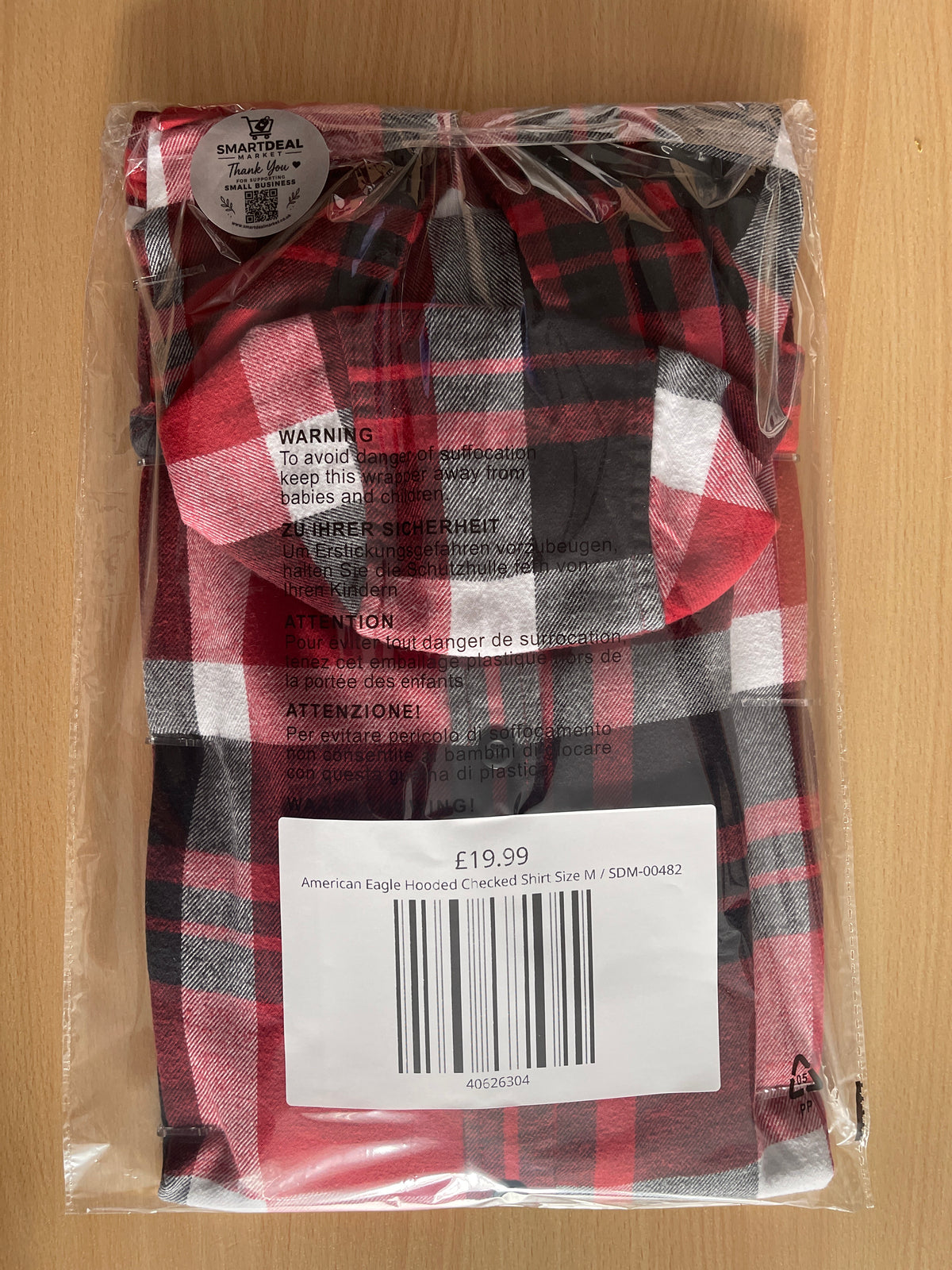 American Eagle Hooded Checked Shirt Size M