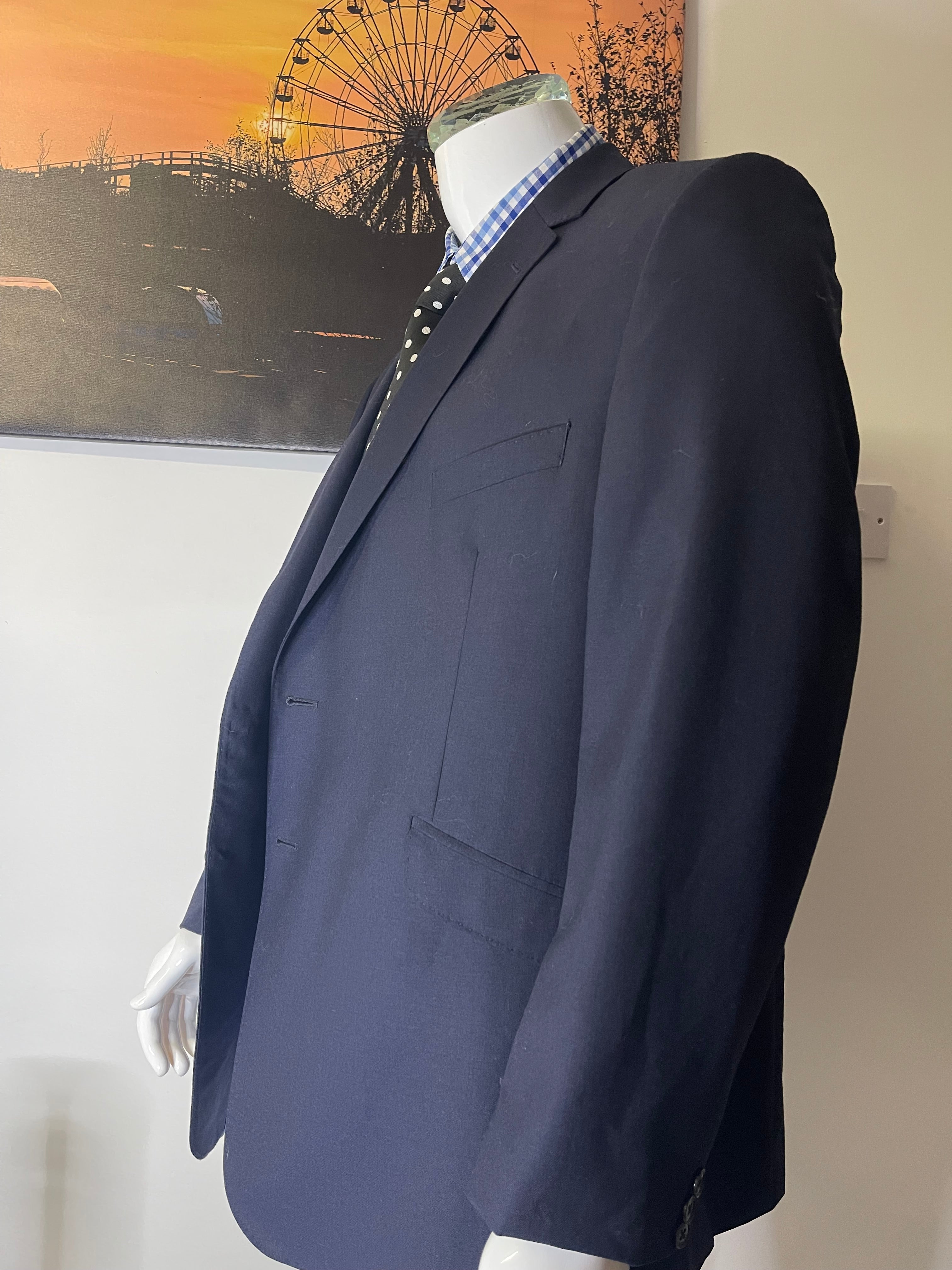 M&S Autograph Navy Wool Blend Blazer 50S 127cm Tailored Fit