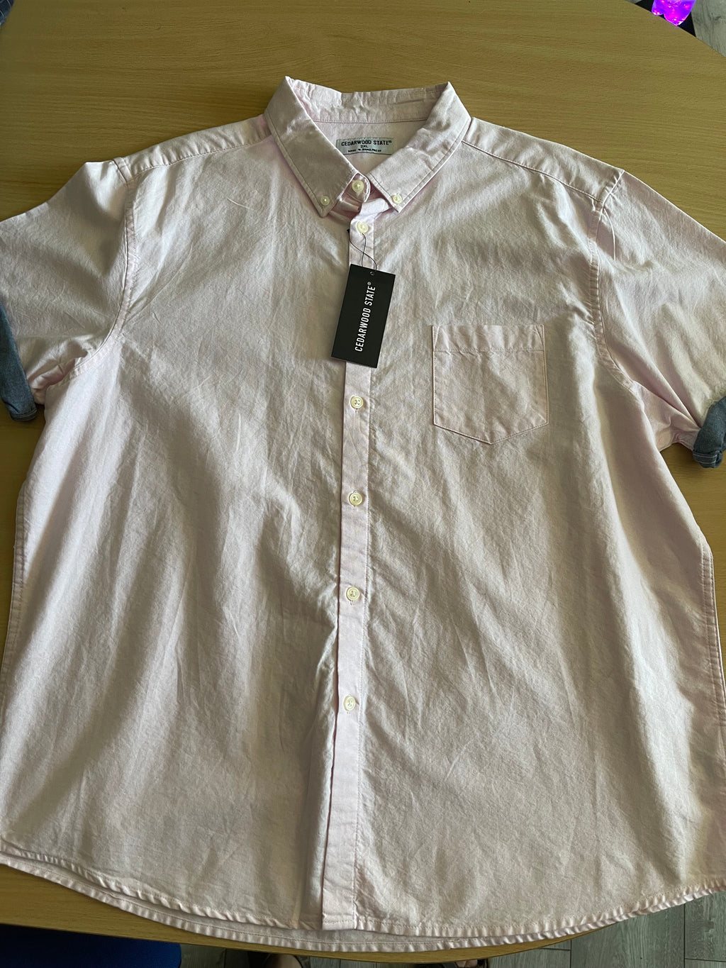 Cedarwood State Men's Light Pink Short Sleeve Shirt XXL