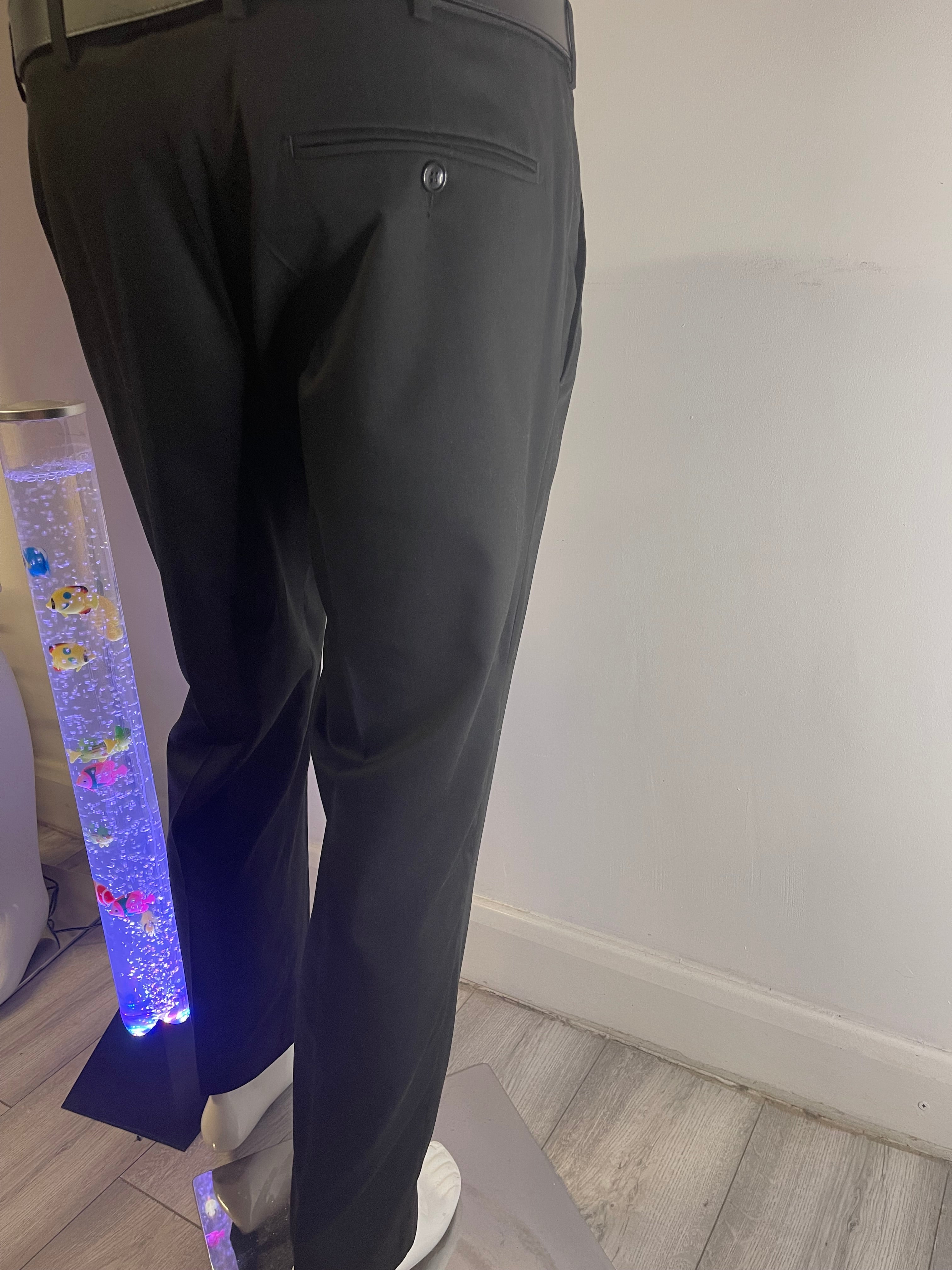 Men's Black Wool Blend Smart Formal Trousers Size 54 Tailored Fit