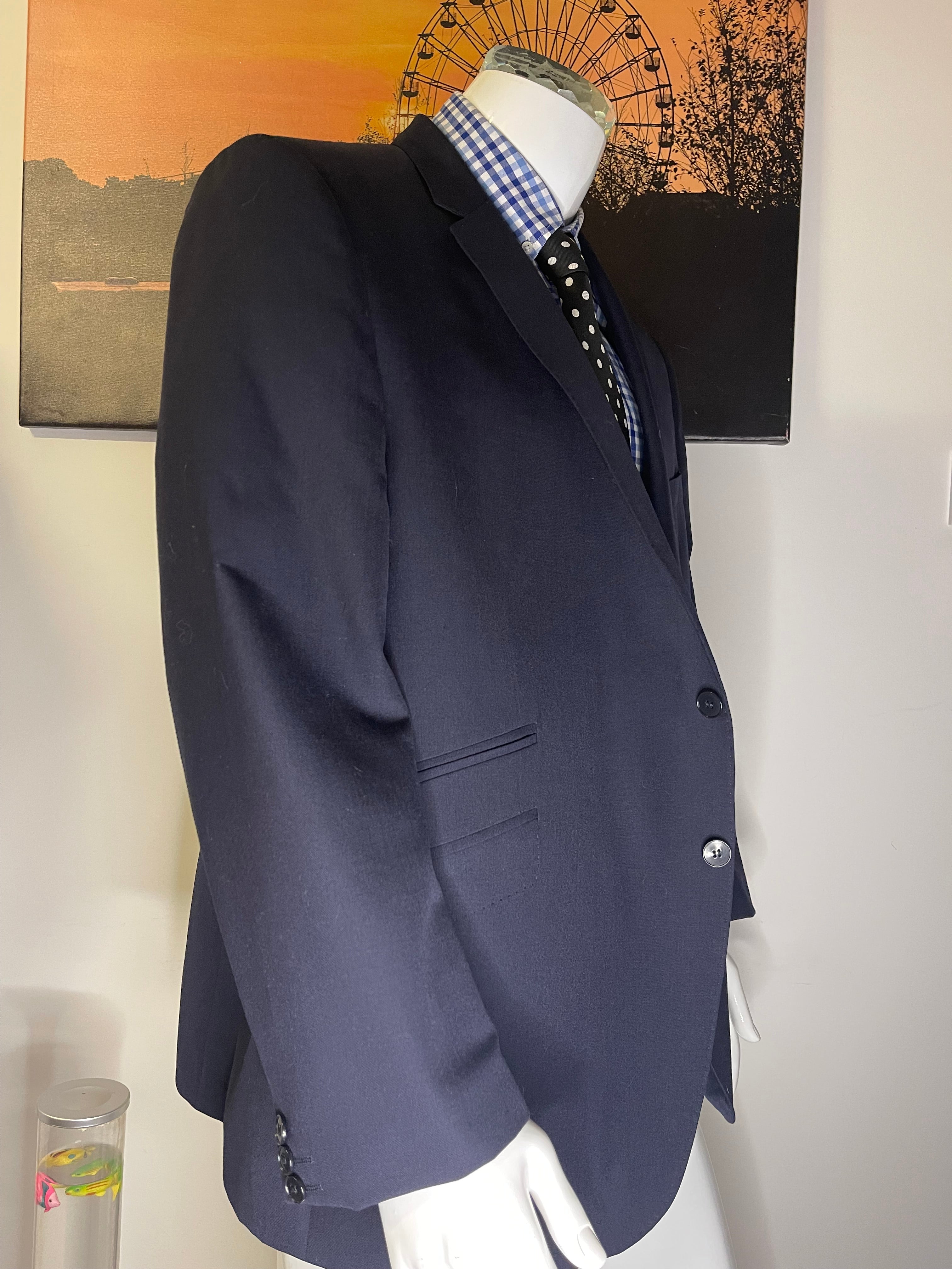 M&S Autograph Navy Wool Blend Blazer 50S 127cm Tailored Fit