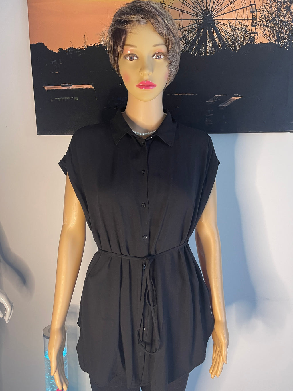 MAMA Black Shirt Dress Size M 🖤