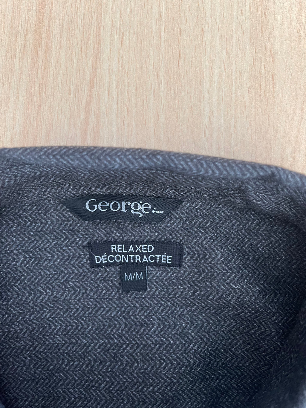 George Men’s Grey Herringbone Shirt Size M