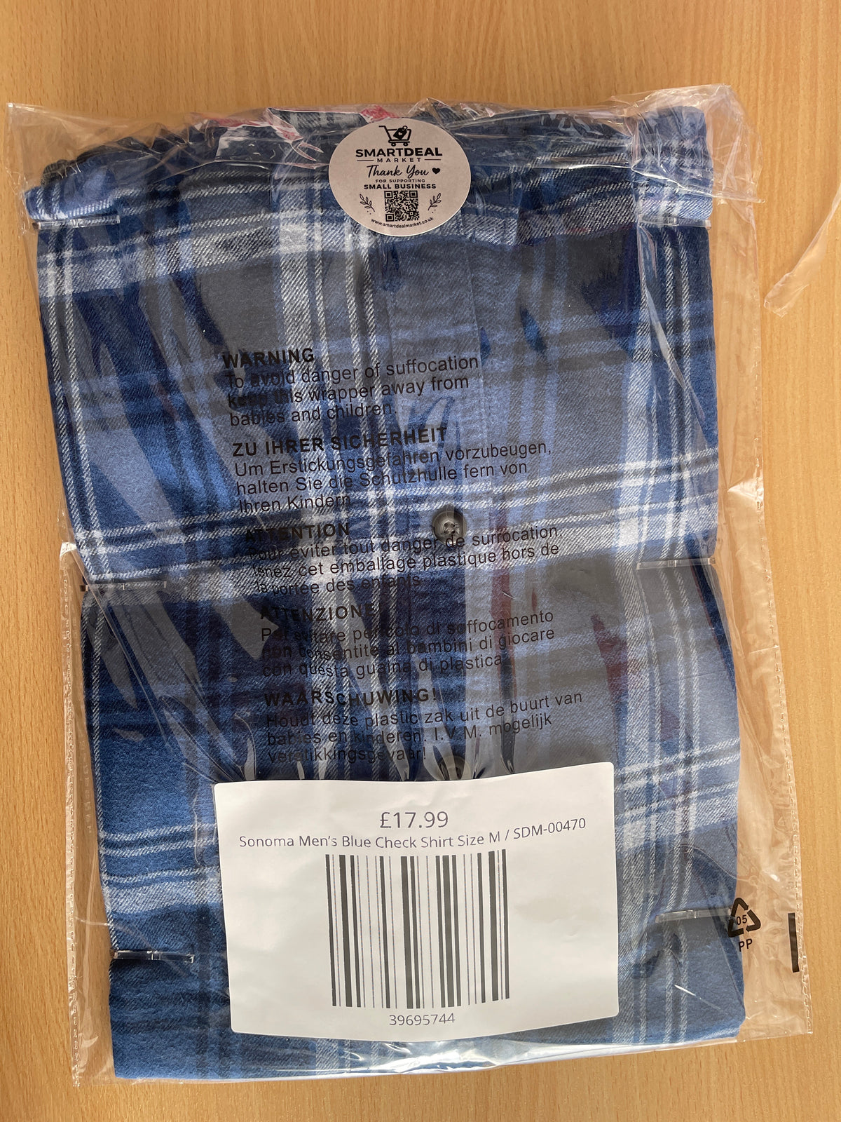 Sonoma Men’s Blue Check Shirt Size M