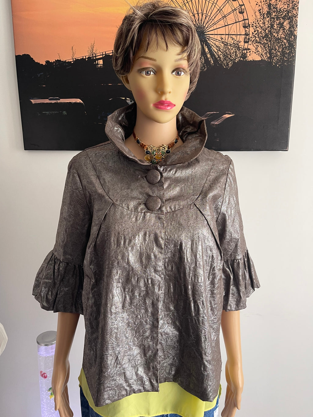 Papaya Metallic Bronze Shimmer Blouse UK 14
