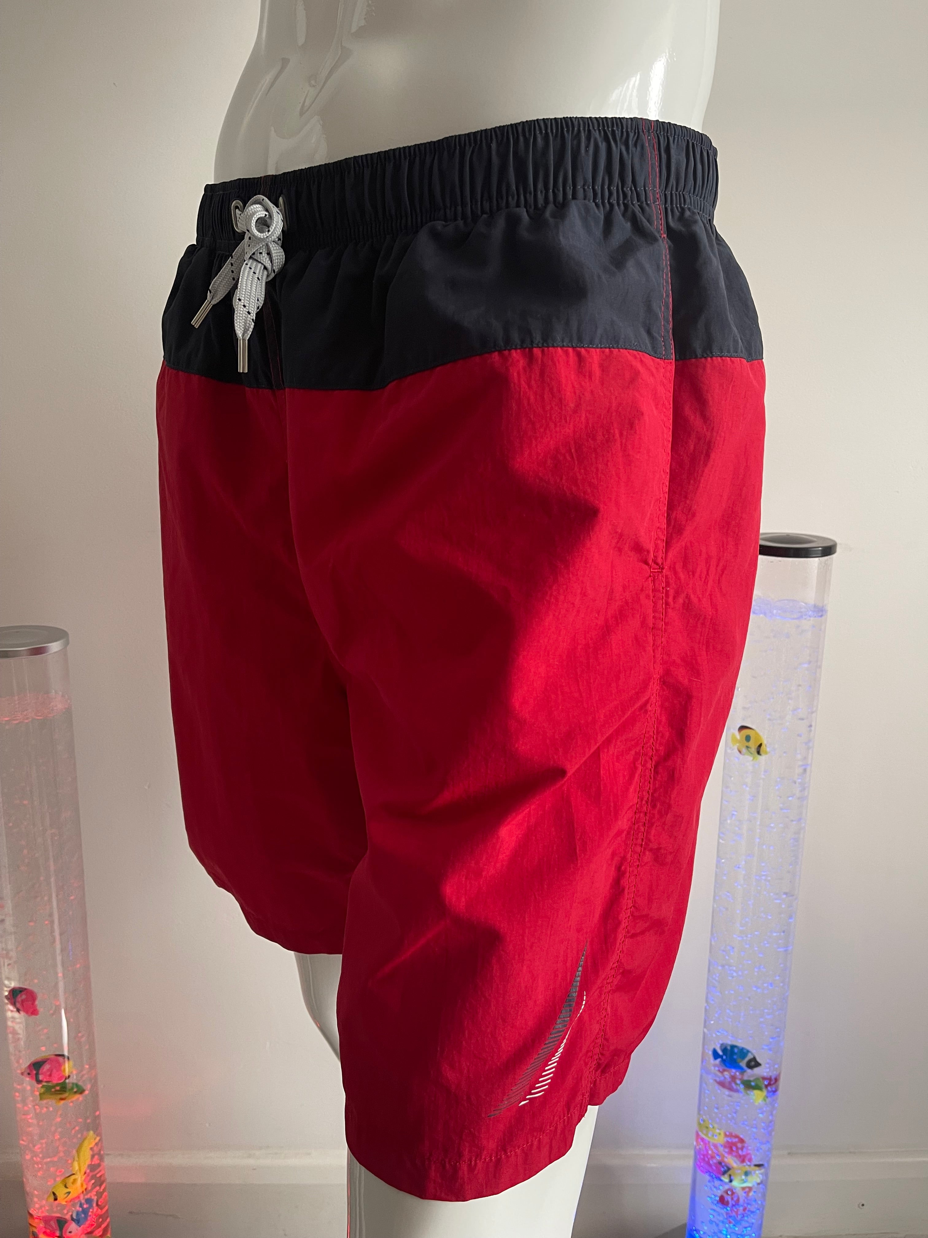 Nautica Red & Navy Swim Shorts Size L with Pockets