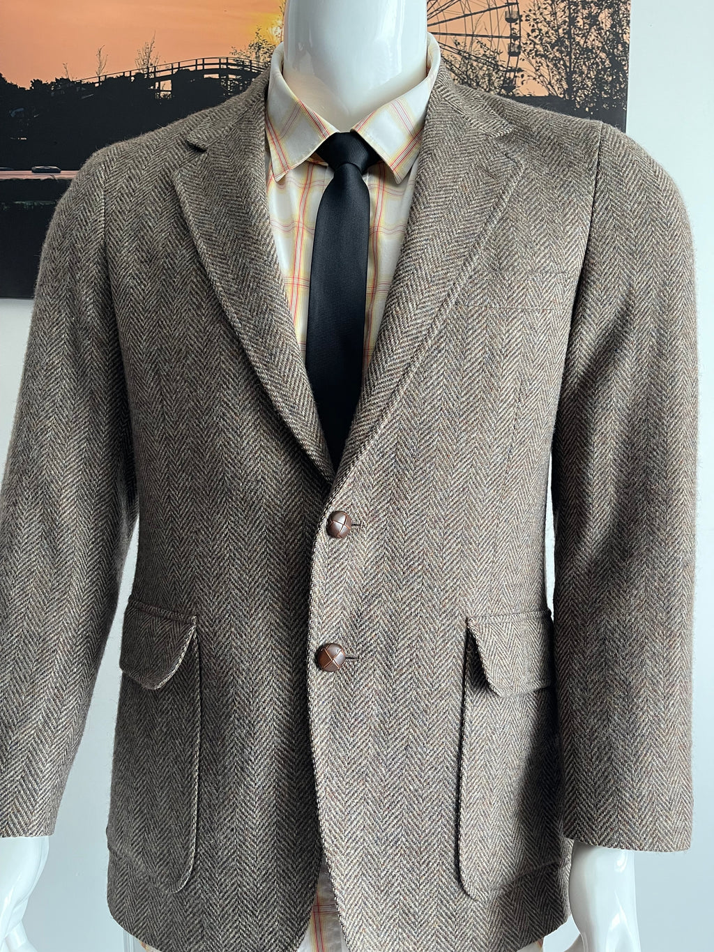 Vanjulan Brown Herringbone Tweed Blazer 42R Men's Smart Jacket