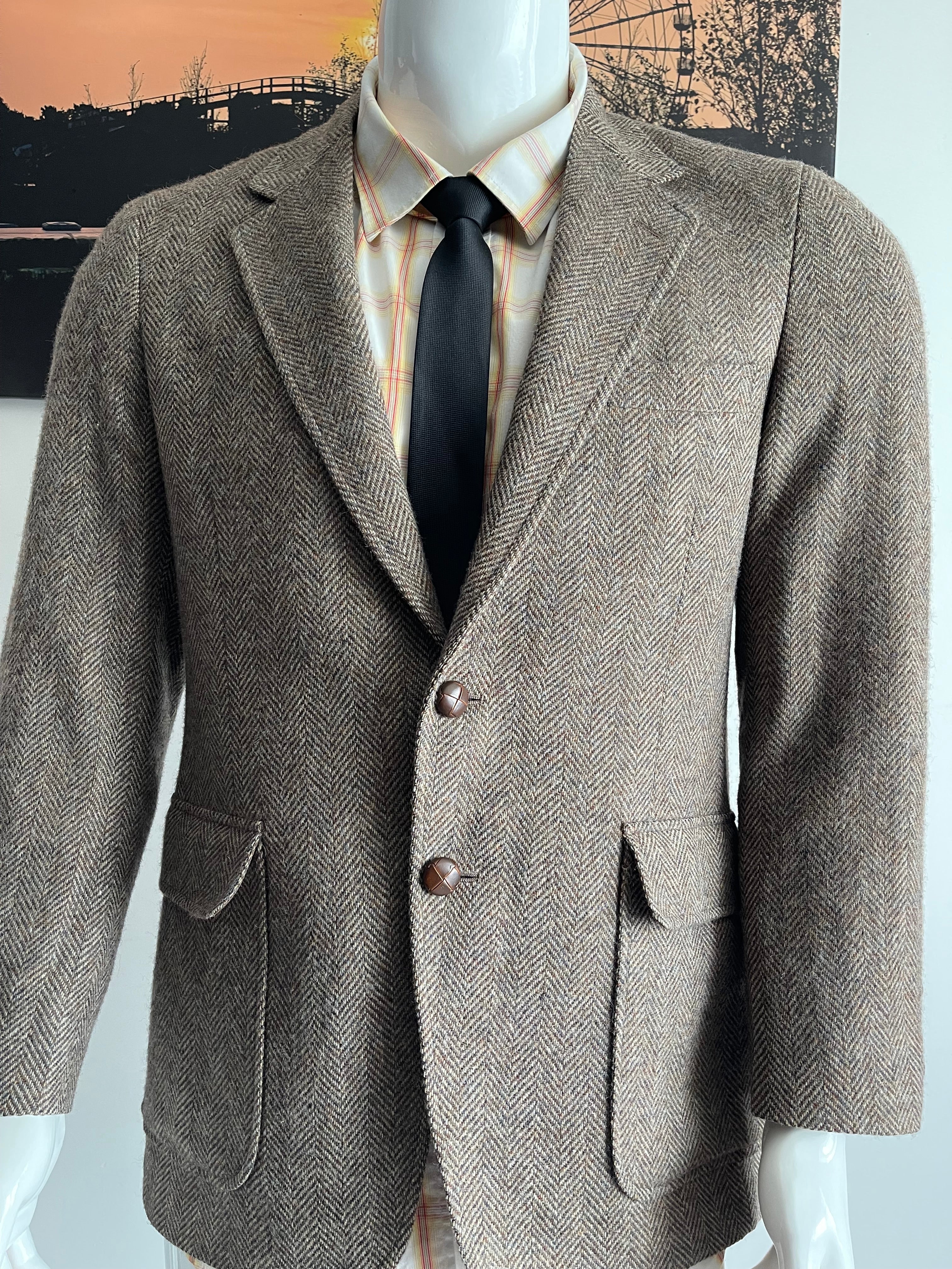 Vanjulan Brown Herringbone Tweed Blazer 42R Men's Smart Jacket