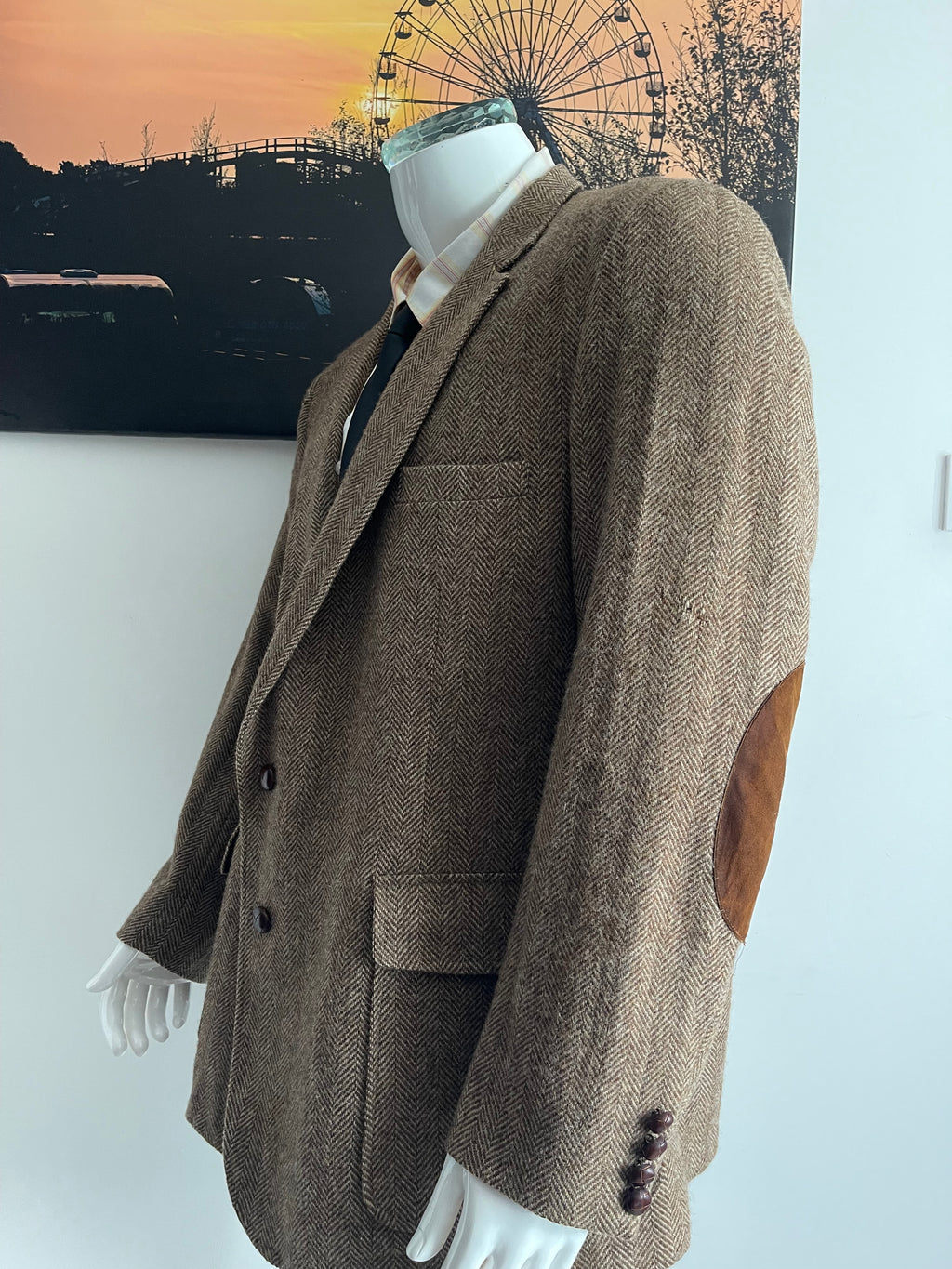 Imperial by Haggar 100% Pure Wool Herringbone Blazer Size 44 Made in USA