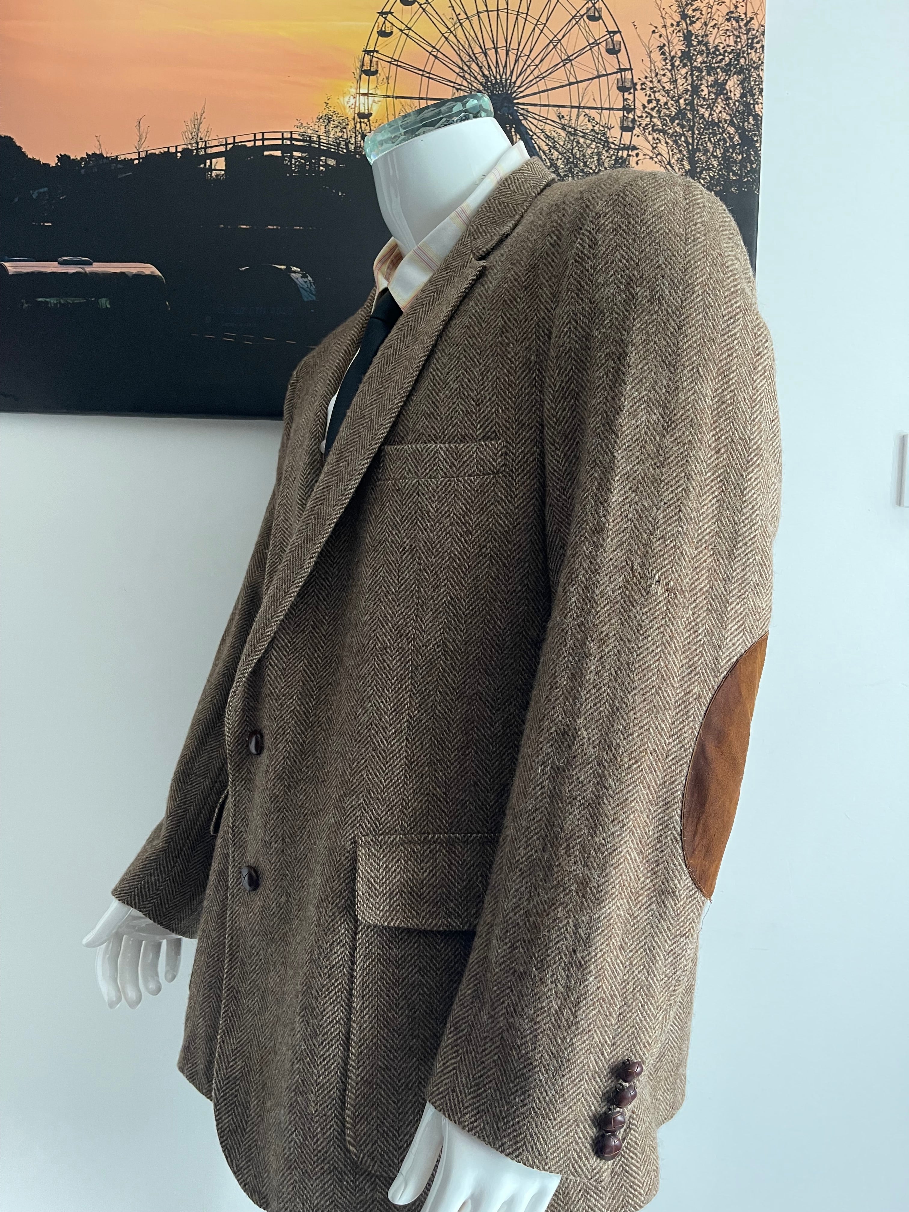Imperial by Haggar 100% Pure Wool Herringbone Blazer Size 44 Made in USA