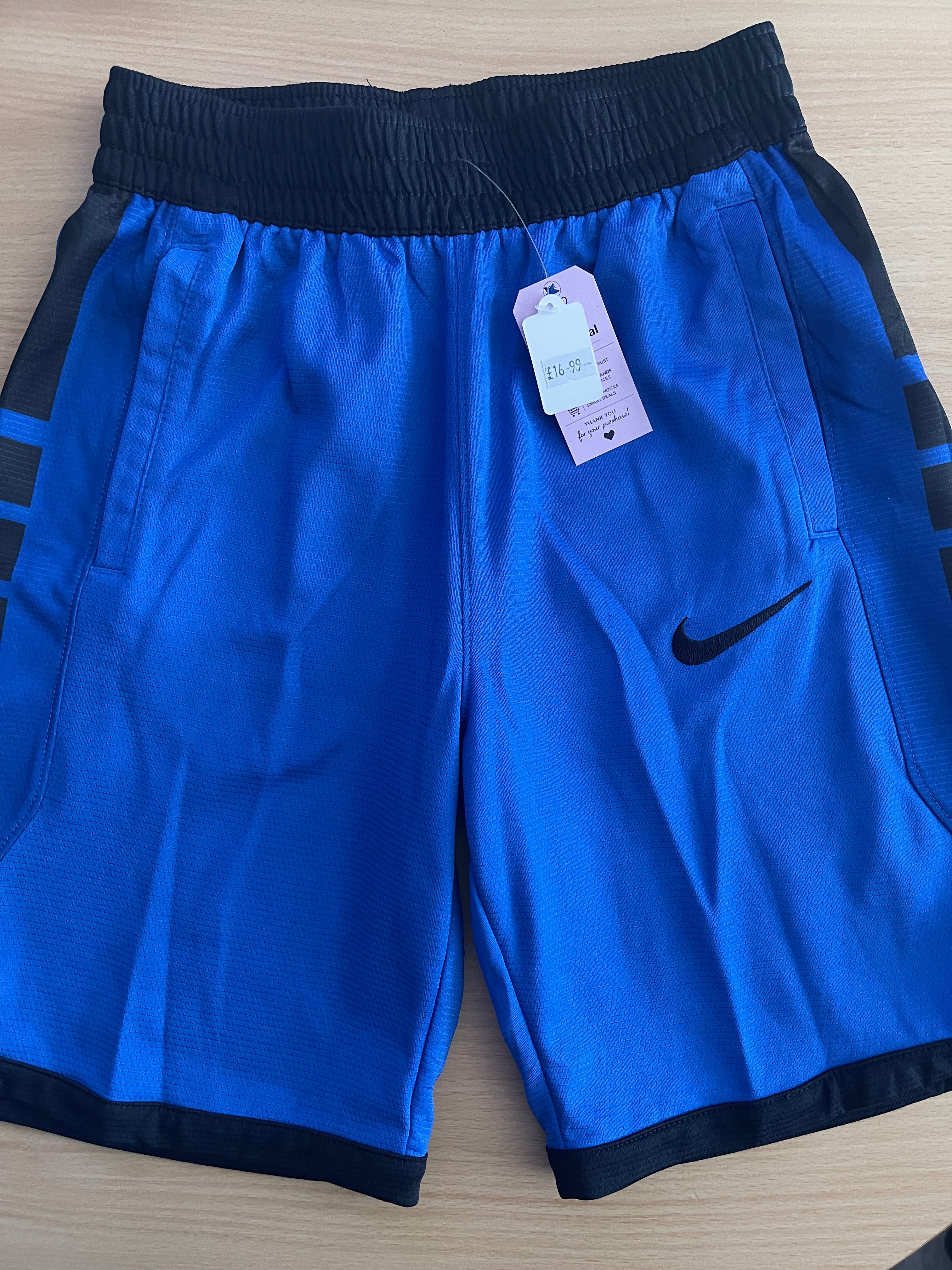 Nike Women's Sports Shorts Blue Black – Size M – With Pockets