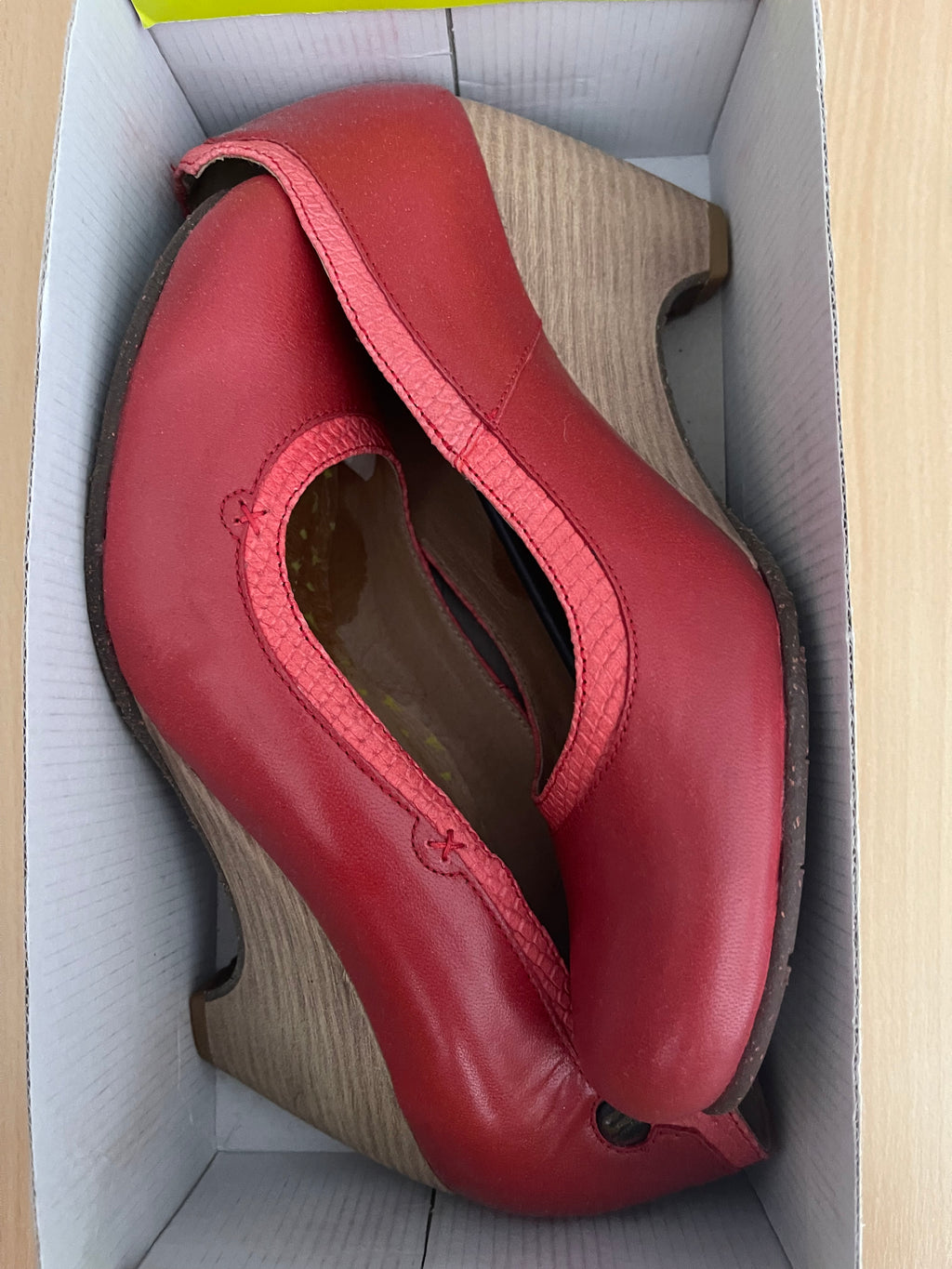 Stork Steps Red Wedge Heels – UK 7 / EU 40