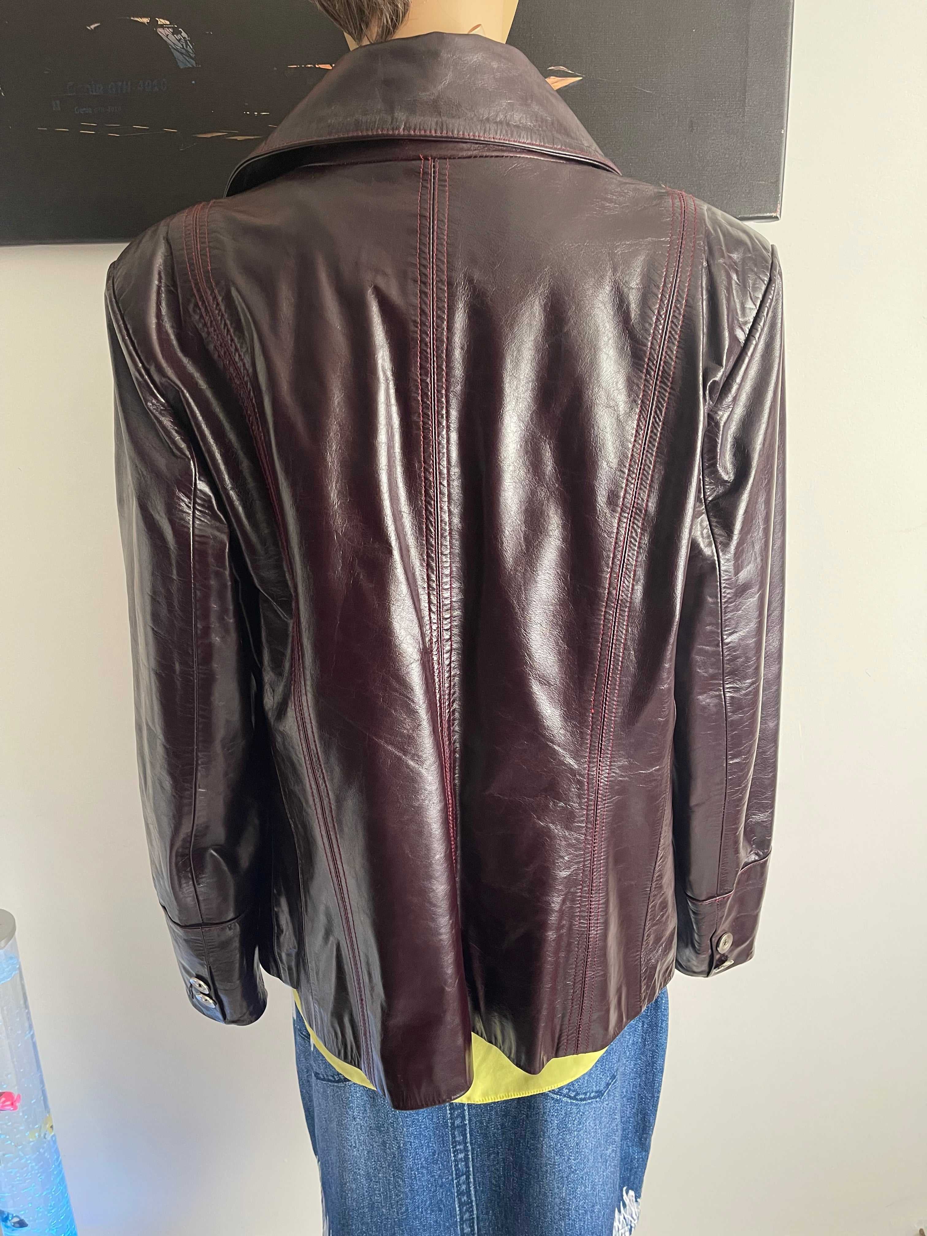 Milano Collection Burgundy Leather Jacket Size L – New With Tags