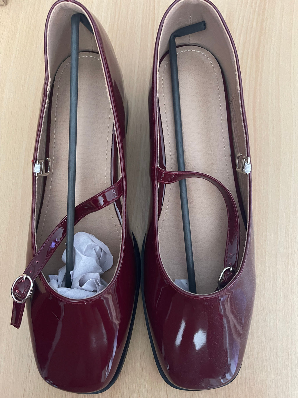 Women's Burgundy Patent Mary Jane Block Heel Shoes – UK 8