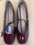 Women's Burgundy Patent Mary Jane Block Heel Shoes – UK 8