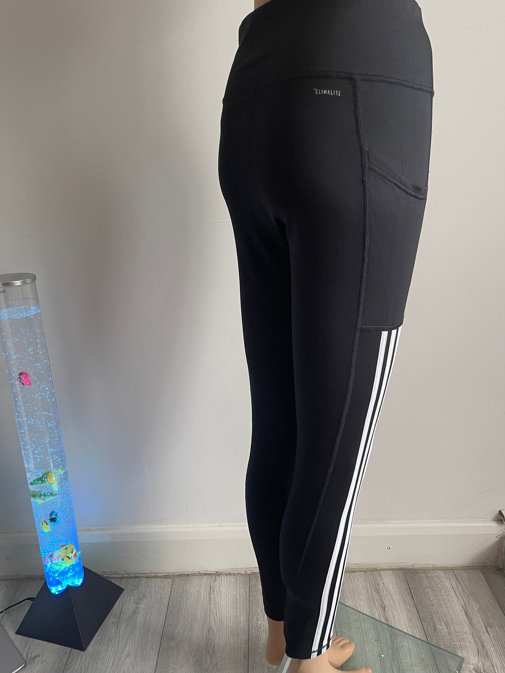 Adidas Climalite Black 3-Stripes Leggings – Size M