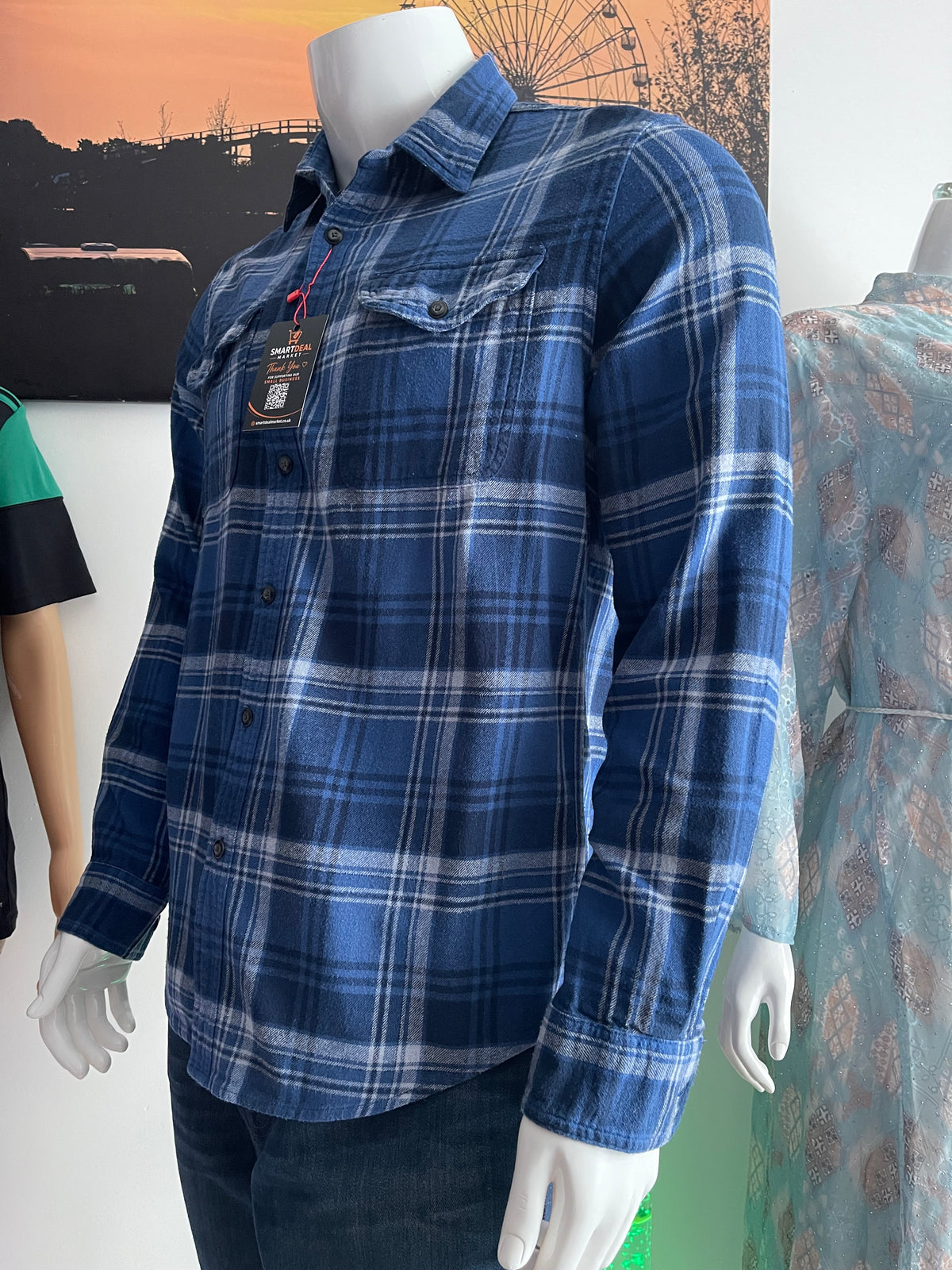 Sonoma Men’s Blue Check Shirt Size M