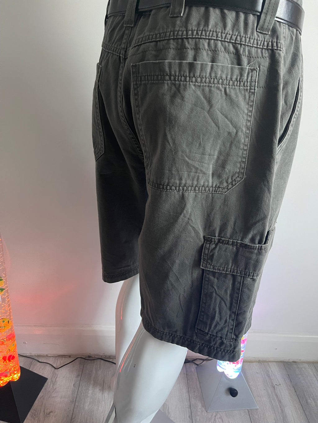 Wrangler Men's Grey Hero Cargo Shorts 100% Cotton – Size 36
