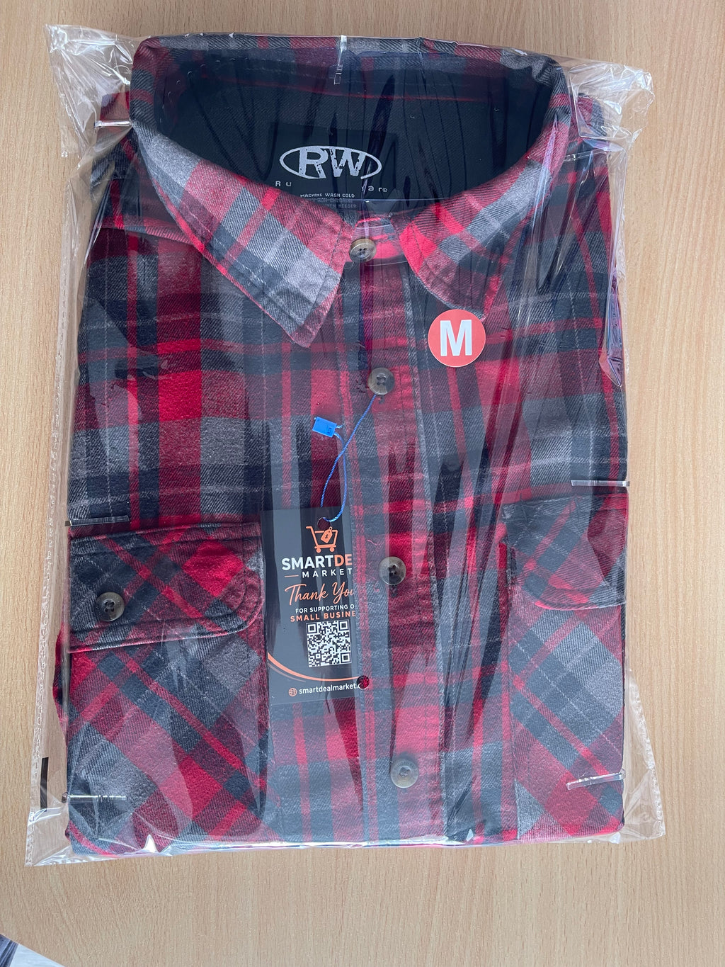 Rugged Wear Men’s Red Check Flannel Shirt Size M