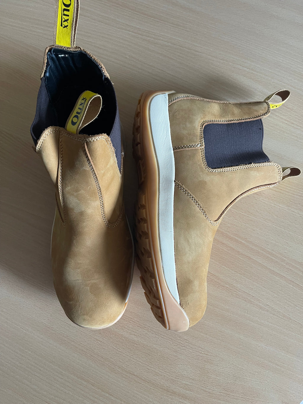 OUXX Men’s Steel Toe Chelsea Safety Work Boots – Brown – Brand New