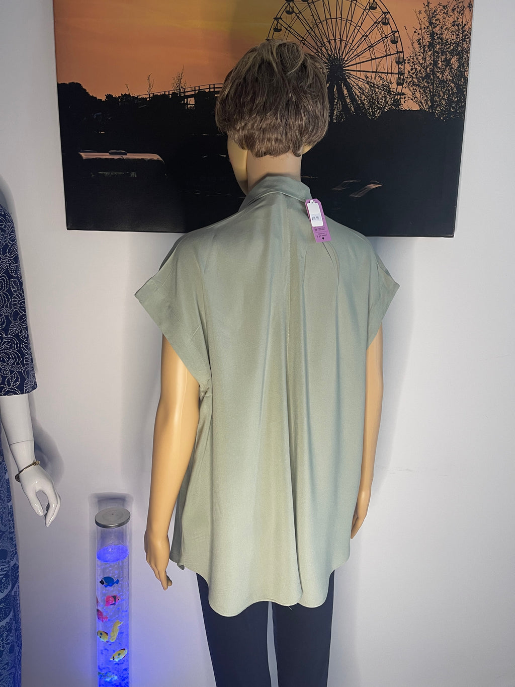 Mama Sage Green Long Blouse Size M