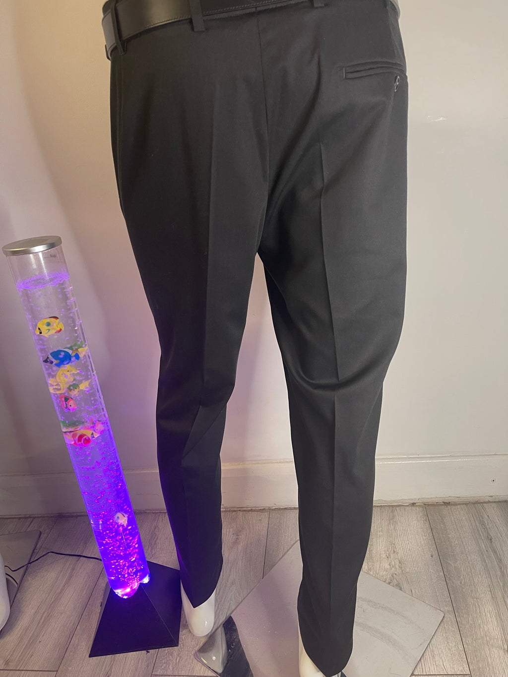 Men's Black Wool Blend Smart Formal Trousers Size 54 Tailored Fit