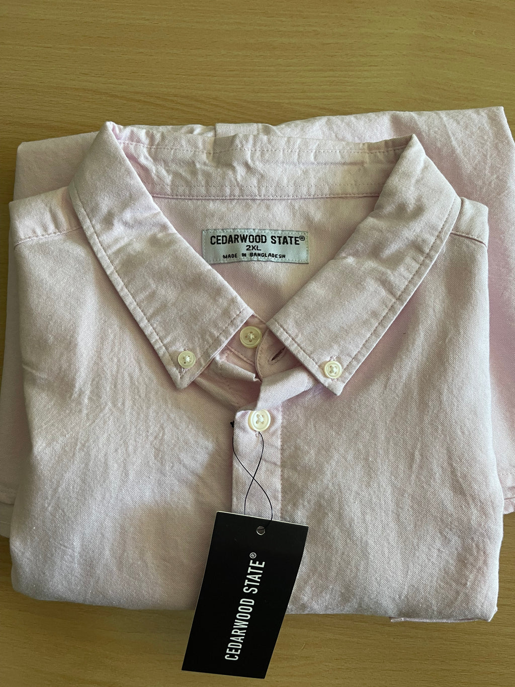 Cedarwood State Men's Light Pink Short Sleeve Shirt XXL