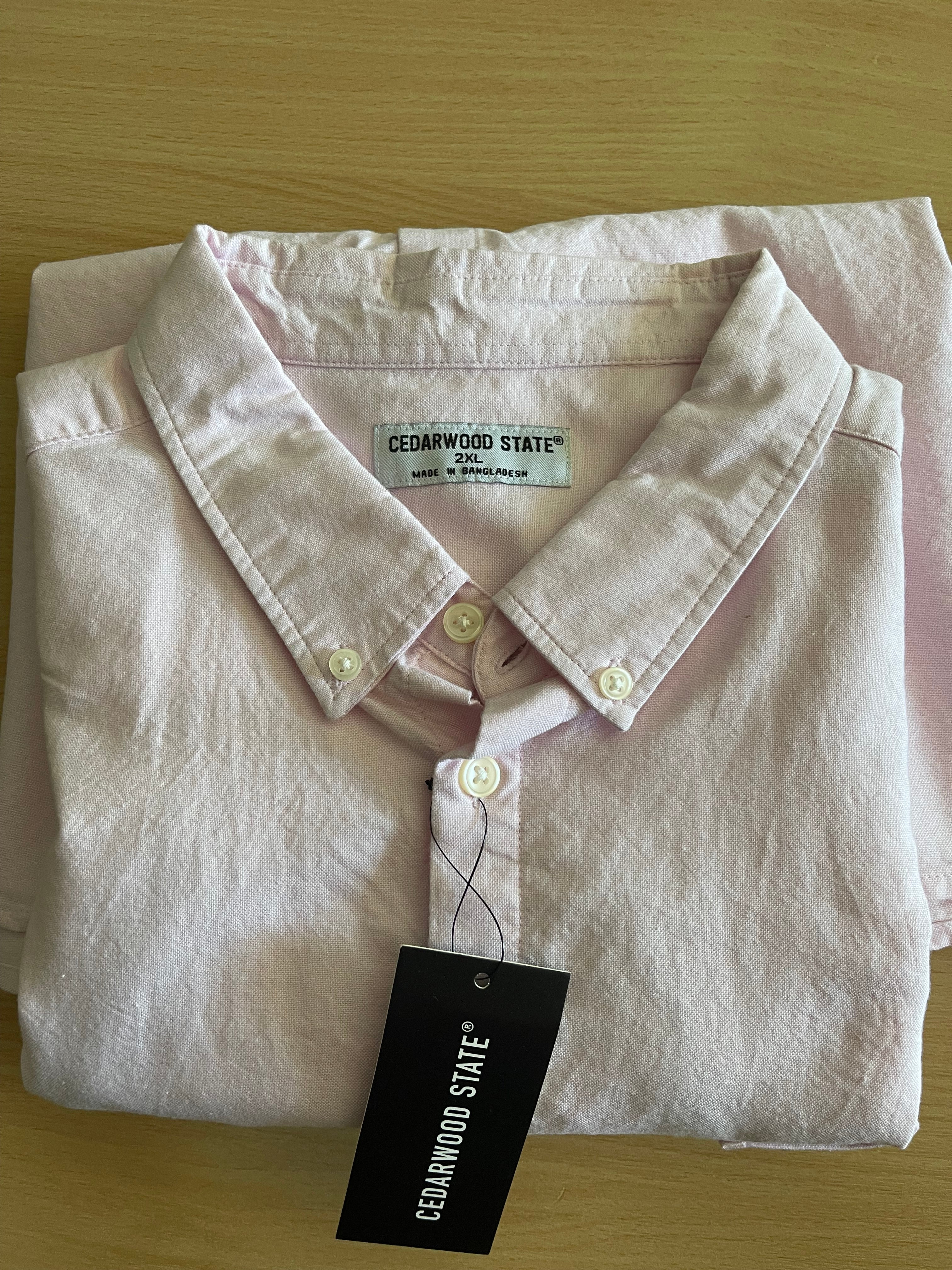 Cedarwood State Men's Light Pink Short Sleeve Shirt XXL