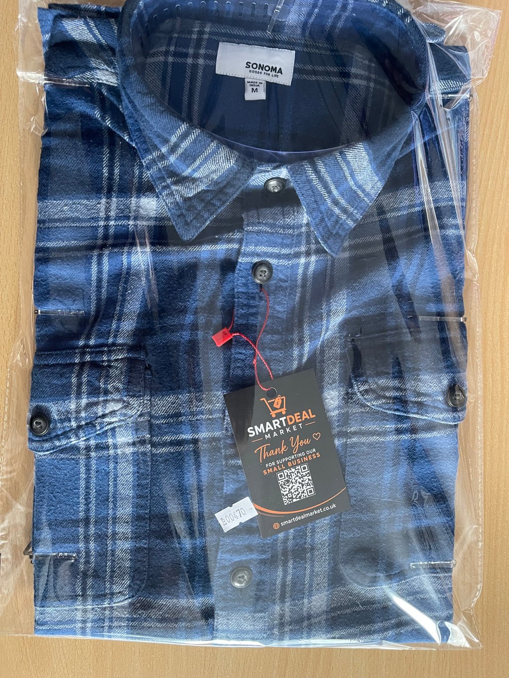 Sonoma Men’s Blue Check Shirt Size M